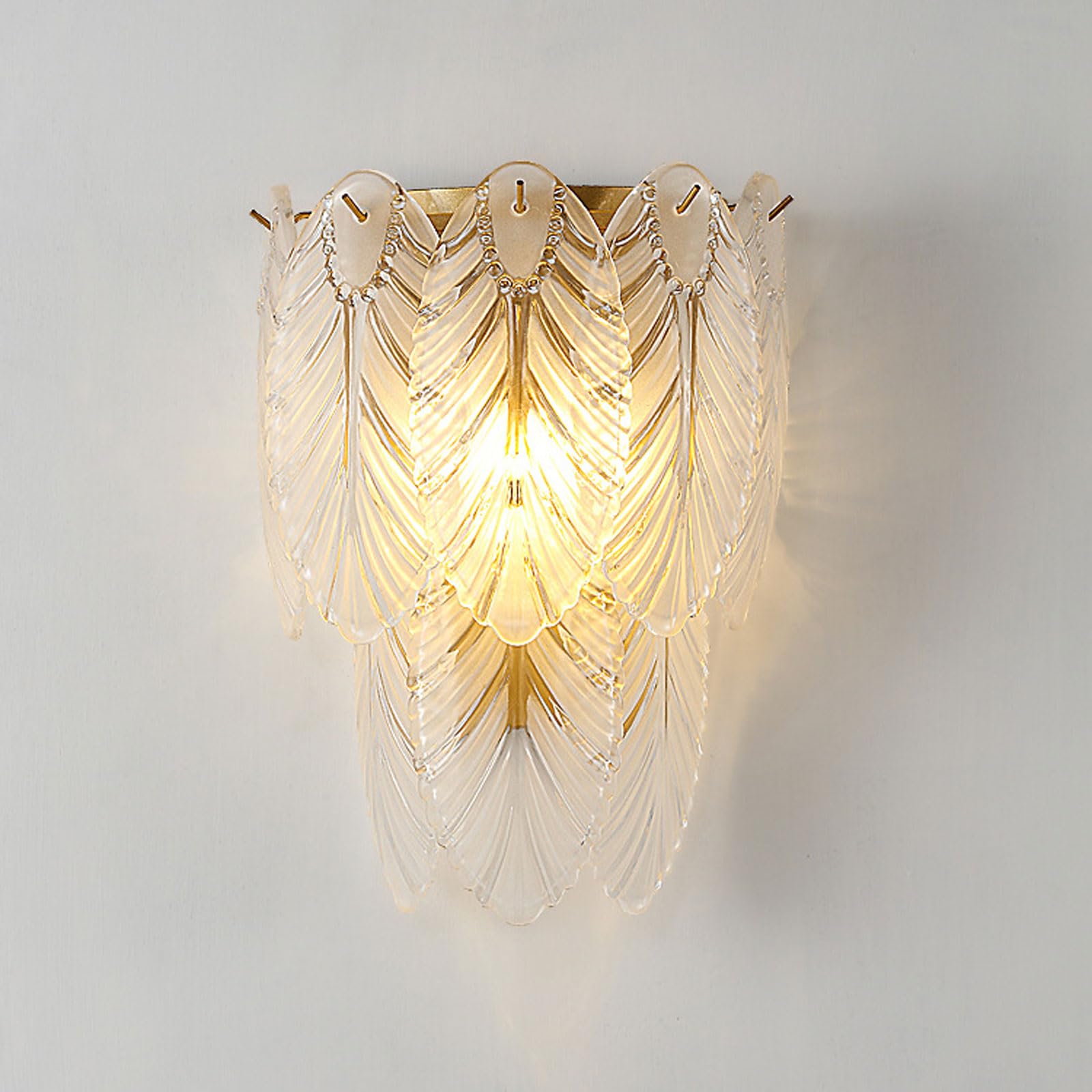 MESOVFCA American Style Leaf Shape Glass Shade Wall Lamp - Rustproof Metal Body for Indoor and Outdoor Decoration(A)