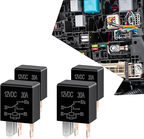 Crynod 4 relés de 5 pines para automóvil, CC de 12 V, interruptor de alimentación estándar de suministro de alta resistencia, relé de ventilador de