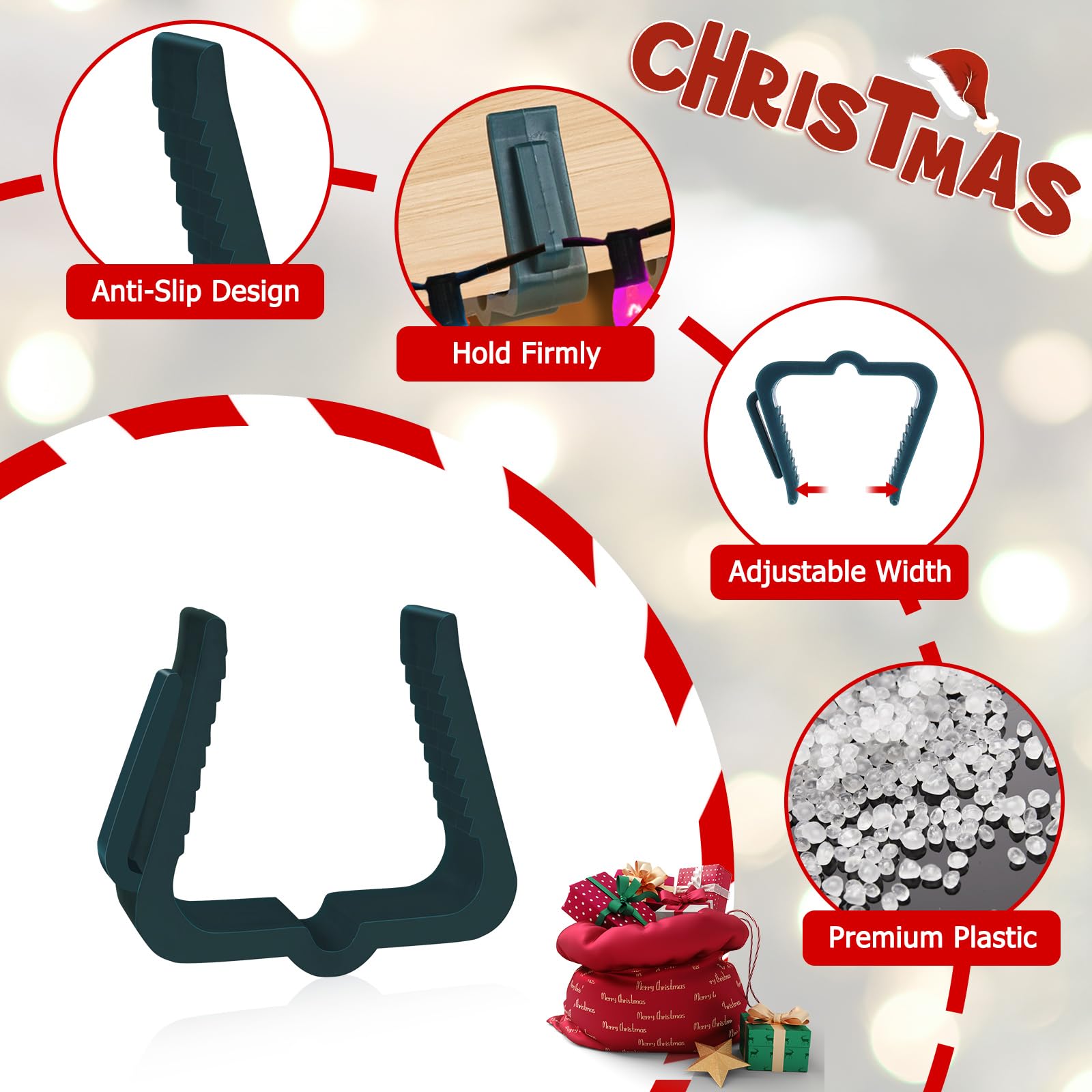 Christmas Light Hanger Clips Fascia Board Light Clips Plastic Holiday Deck Banister Hanger for Christmas Fascia Board Roof Gutter Fence Eave Decoration, Green (50 PCS, 1 5/8