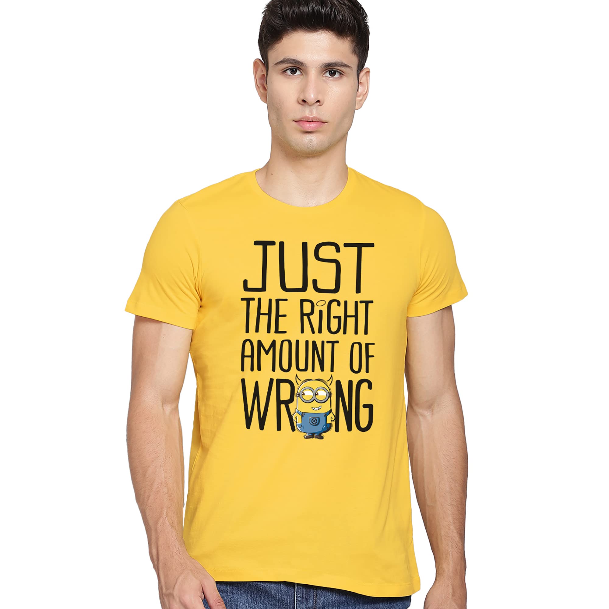 Free AuthorityMinions Printed Regular Fit Off White Cotton Men's T-Shirt