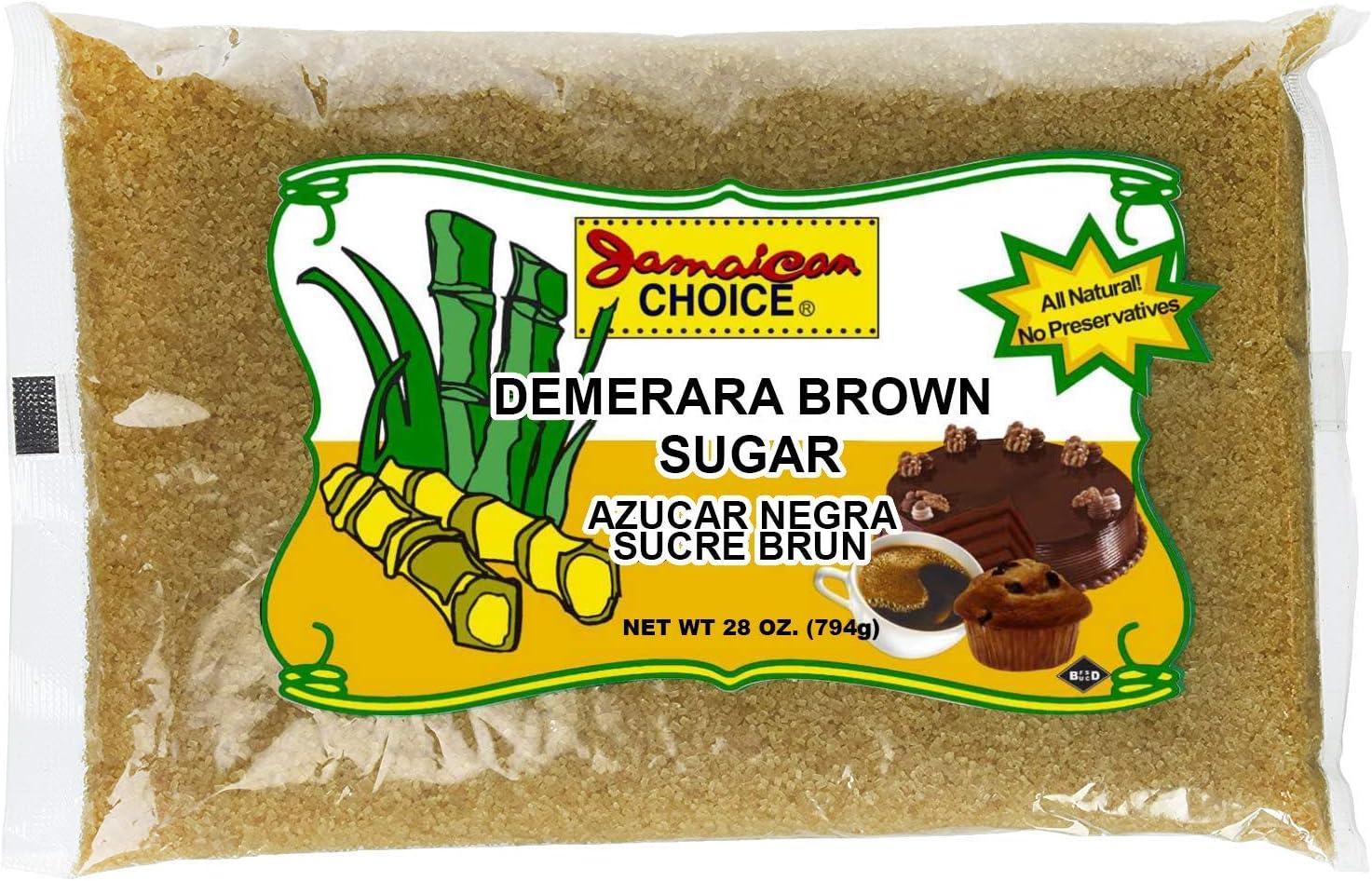 Demerara Sugar (1.75 lb) Raw Brown Sugar, Product of Mauritius | 28 oz