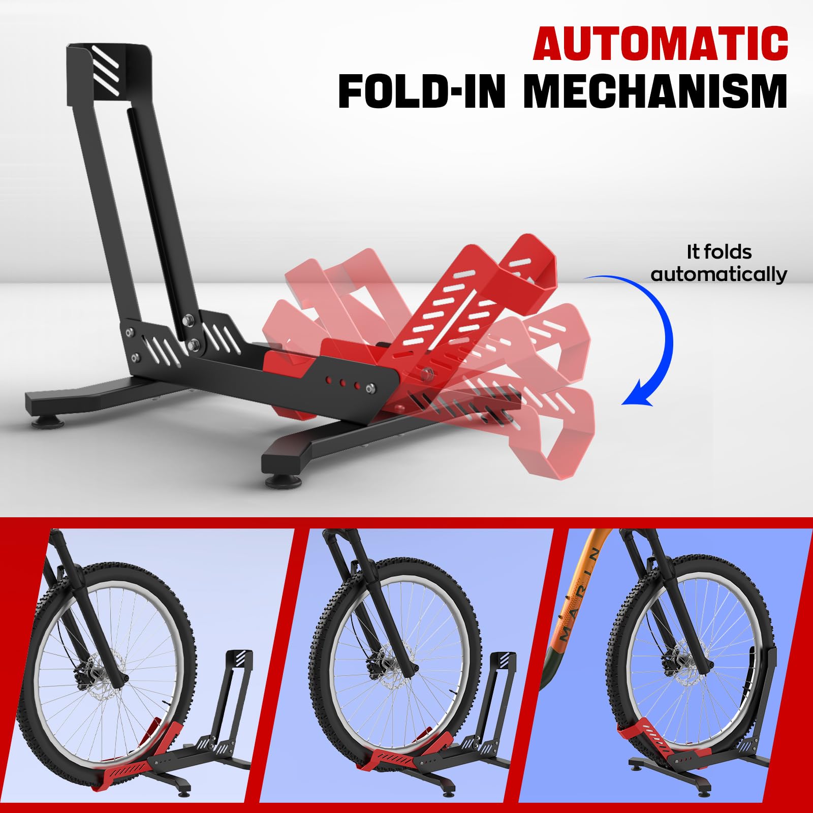IMAYCC Professionale Supporto Bici da Terra, Rastrelliera Biciclette per 24”-29” MTB, Ebike, Bici da Strada, Corsa, Tetto, Bambino, Portabici da Terra per Garage, Cantina e Appartamento