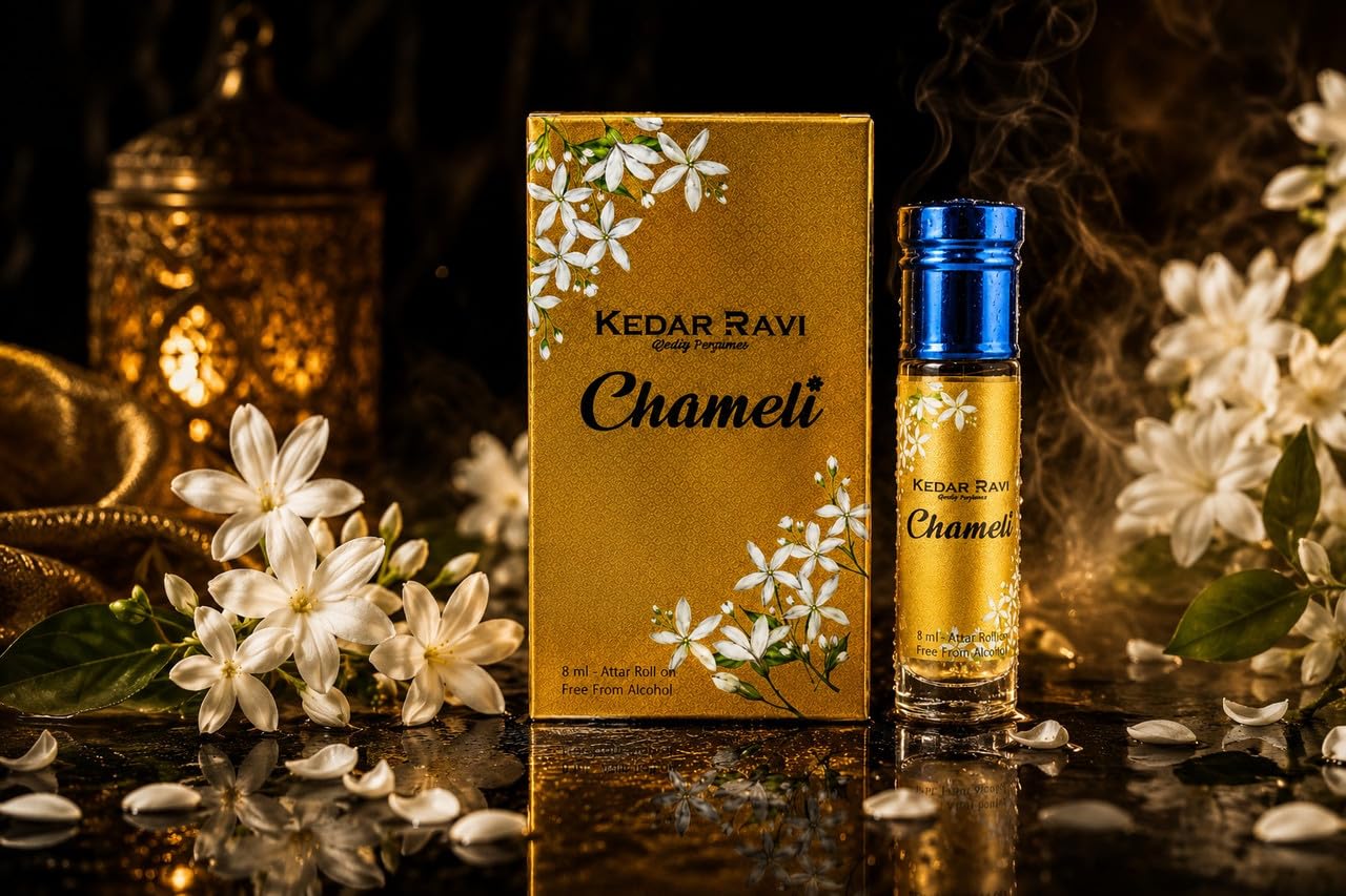 KEDAR RAVI Chameli Attar Roll-On 8ml | Long Lasting Premium Perfume Oil | Alcohol Free Traditional Attar for Men & Women | Natural Fragrance Roll On for Daily Wear & Special Occasions 2