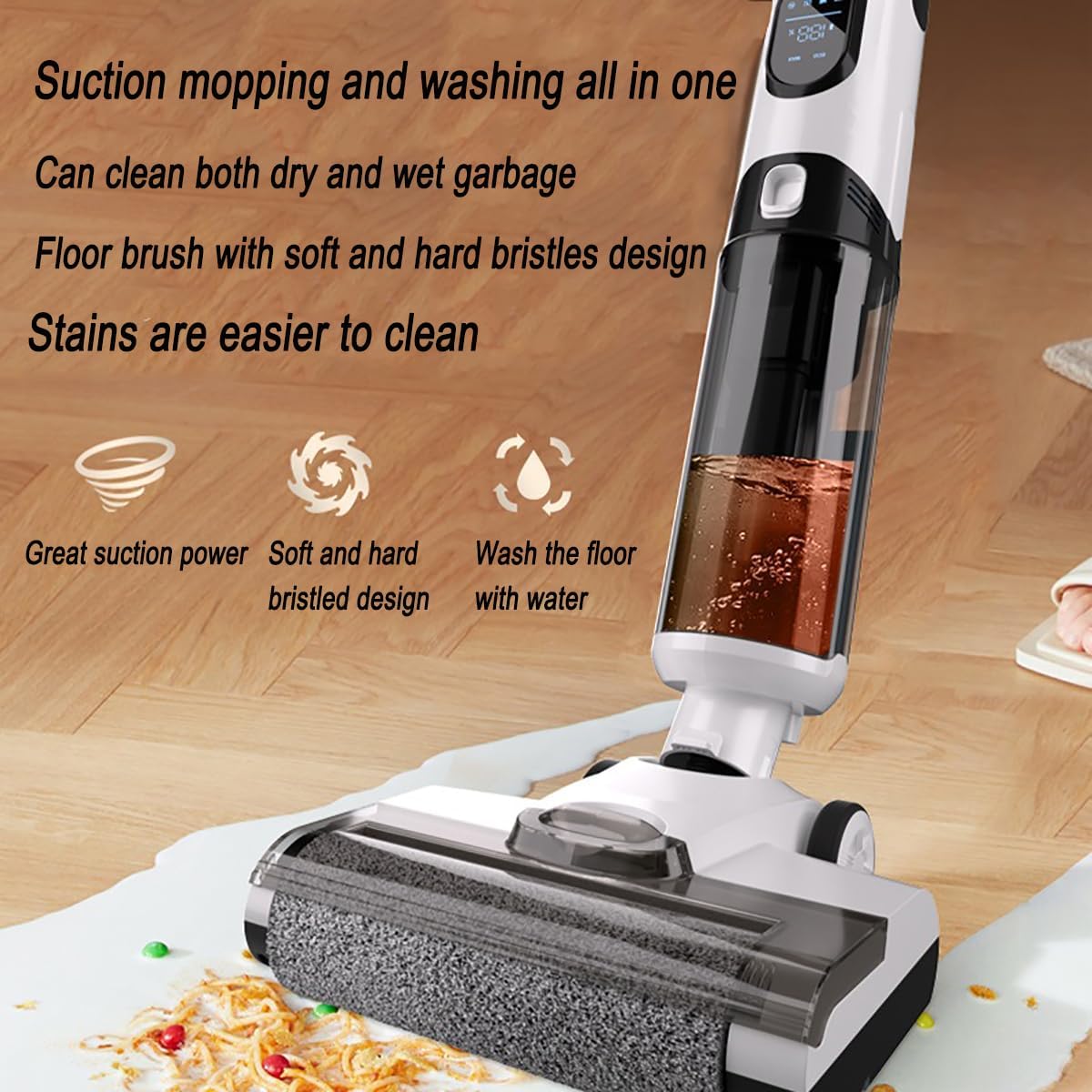 Sweeper, Fully Automatic Three-in-one Sweeping, Suctioning and Mopping, Long Battery Life, Improved Lightweight, One-click Self-cleaning Dirt Separation,for Wooden Floors, Floor Tiles, and Carpets