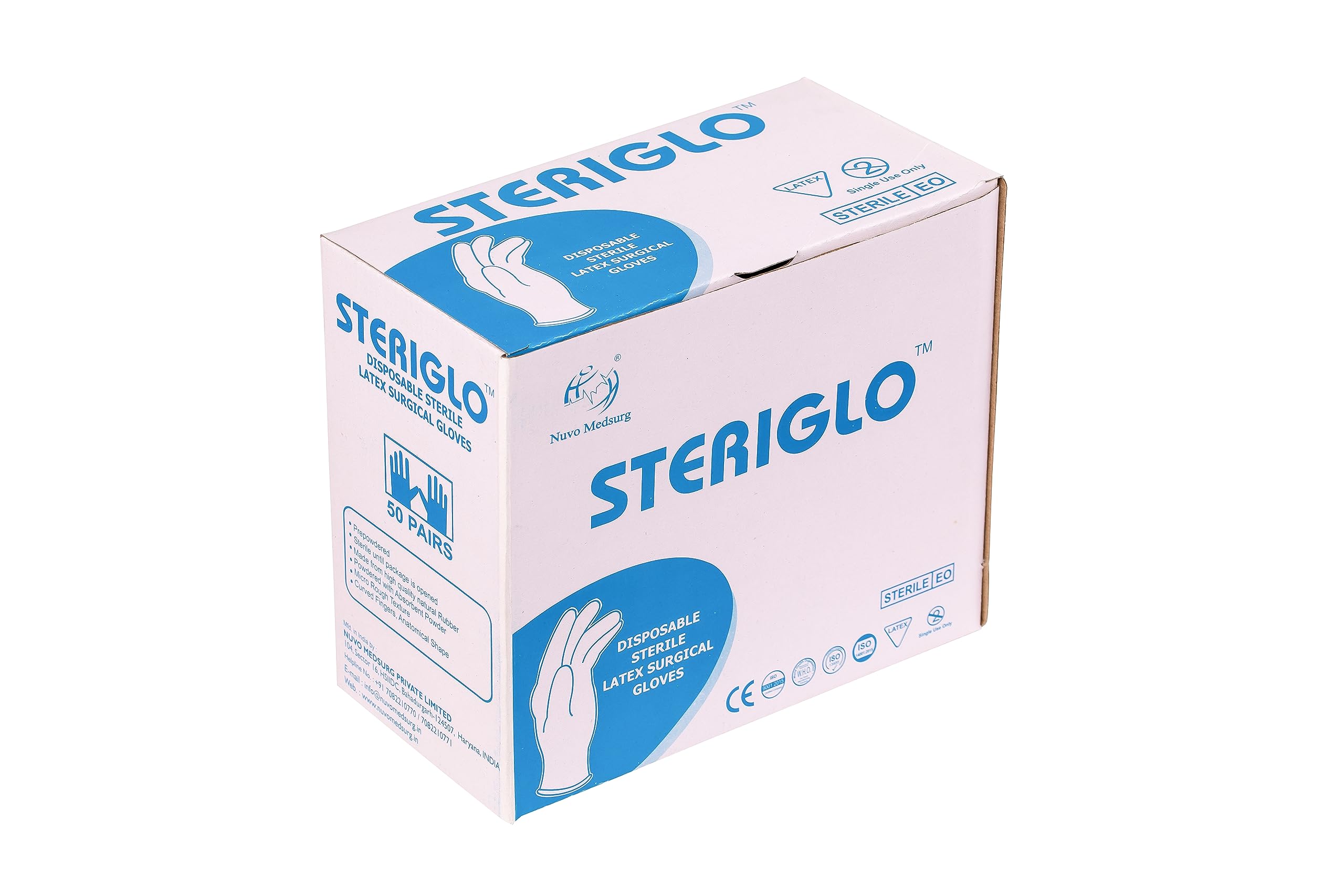 NUVO MEDSURG- Disposable Sterile Surgical Gloves Box Of 50 Pair (7.5)