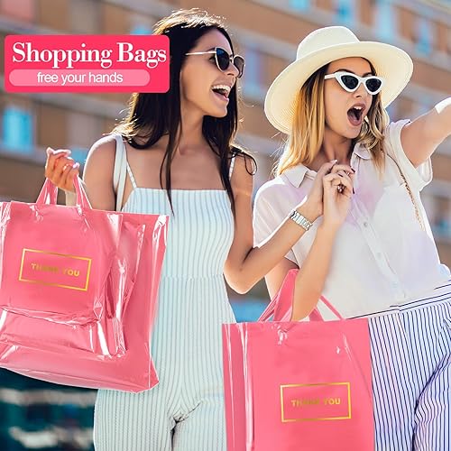 Miniatura 6 de Teling 200 bolsas de plástico con texto en inglés "Thank you" para bodas, negocios, 9 x 12 pulgadas, 12 x 15 pulgadas, 15 x 18 pulgadas (rosa)