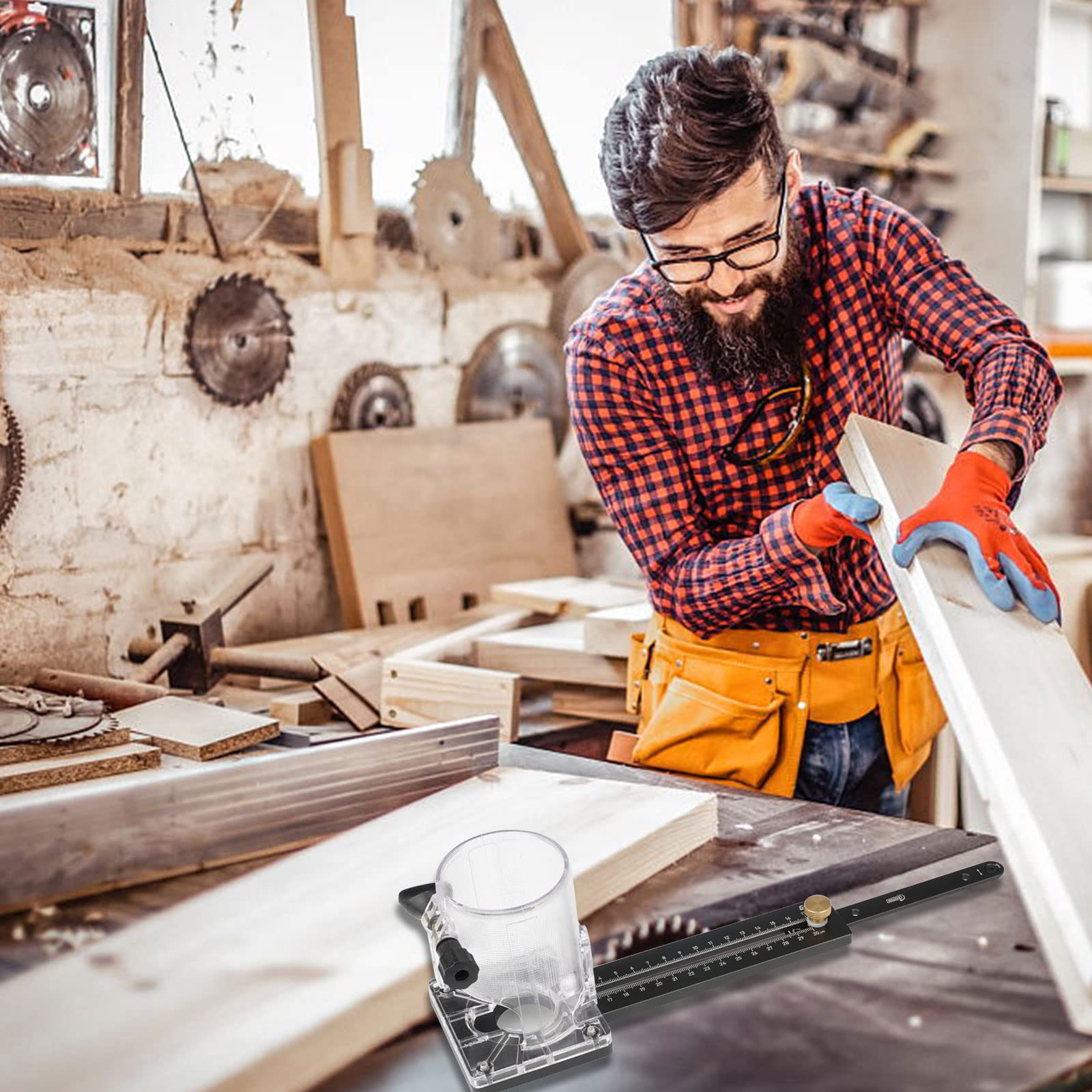 Maschera da taglio circolare per macchina da taglio, fresatrice per legno con base a scanalatura circolare per la lavorazione del legno, strumenti fai da te