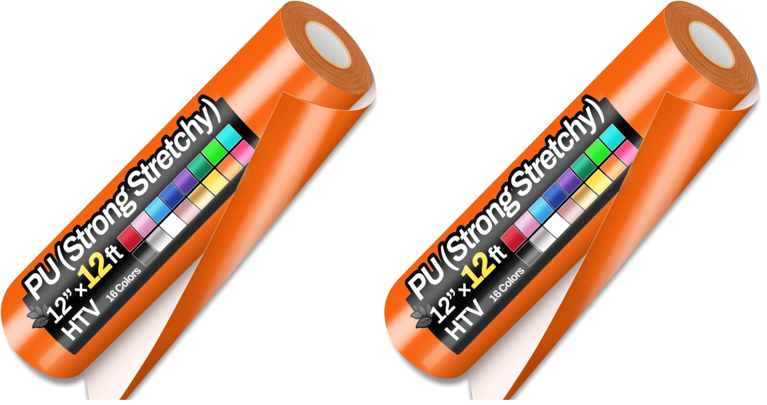 Sooez 12" x 12ft Heat Transfer Vinyl Rolls, PU (Strong Stretchy) HTV Orange for Shirts, Iron on Vinyl for All Cutter Machine, Easy to Cut &amp; Weed for DIY Heat Design, Matte Finish (Pack of 2)