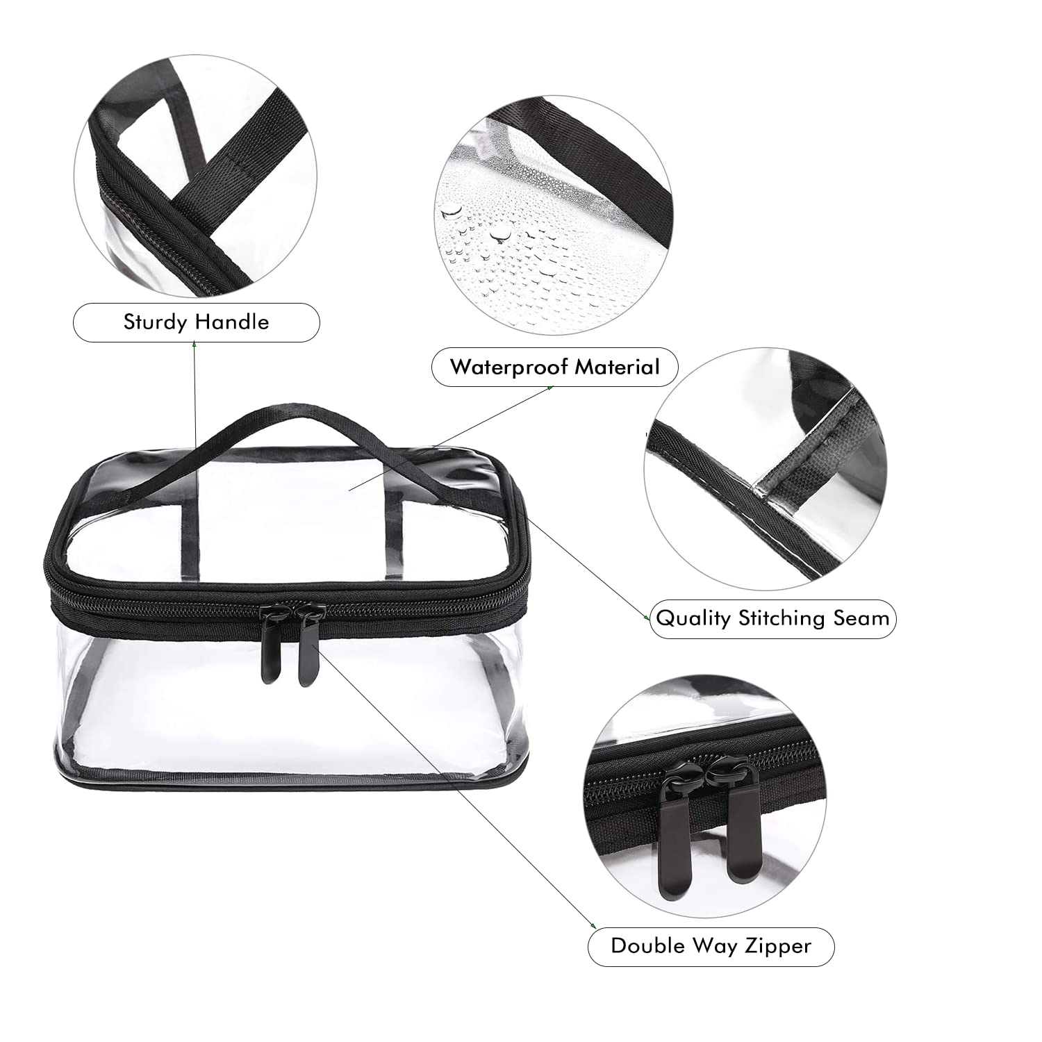 Borse da Toilette Trasparente 2 Pezzi Impermeabile PVC Sacchetto di Cosmetica da Viaggio Portatile Pochette Trucco con Cerniera per Uomini e Donne