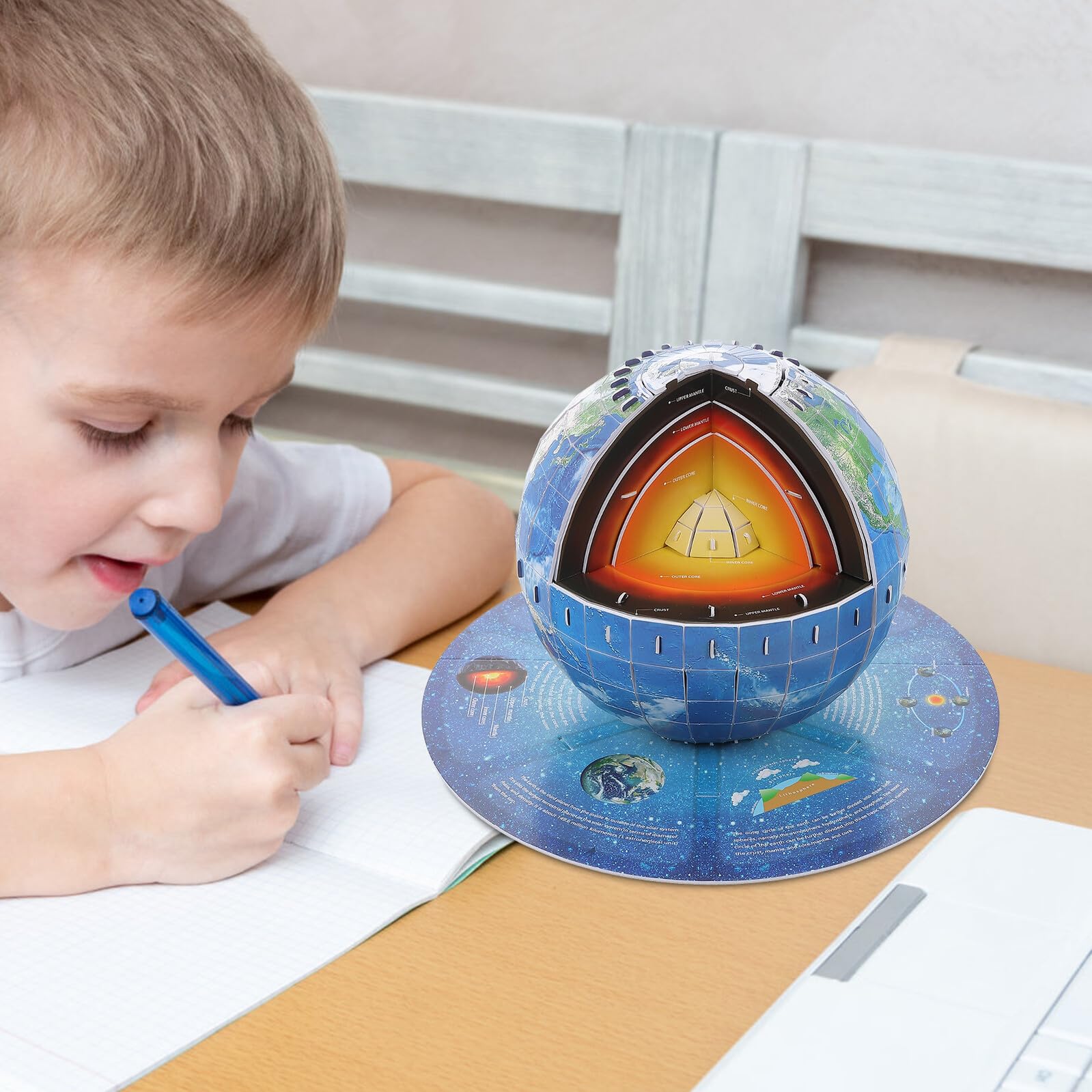 3d Coloring Puzzle Globo Blu in Carta per Ragazzo Ragazza e Ragazze
