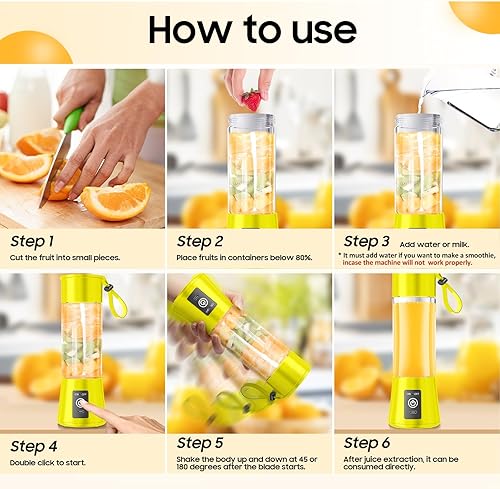 Miniatura 6 de Licuadora portátil inalámbrica de tamaño personal  Licuadora mejorada 2025 para batidos y batidos con vaso de jugo de 14 onzas sin BAP de 14 onzas,