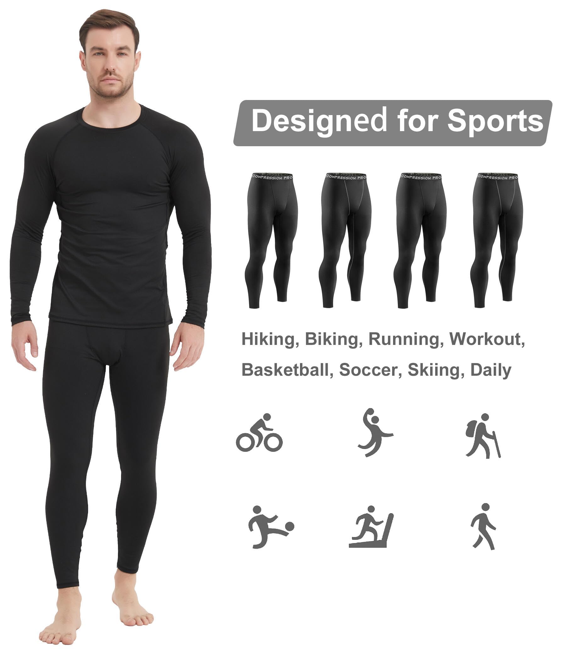 Dalavch Paquete de 4 pantalones de compresión térmicos para hombre, leggings térmicos con forro polar para clima frío, deportes, atletismo, invierno, capa base