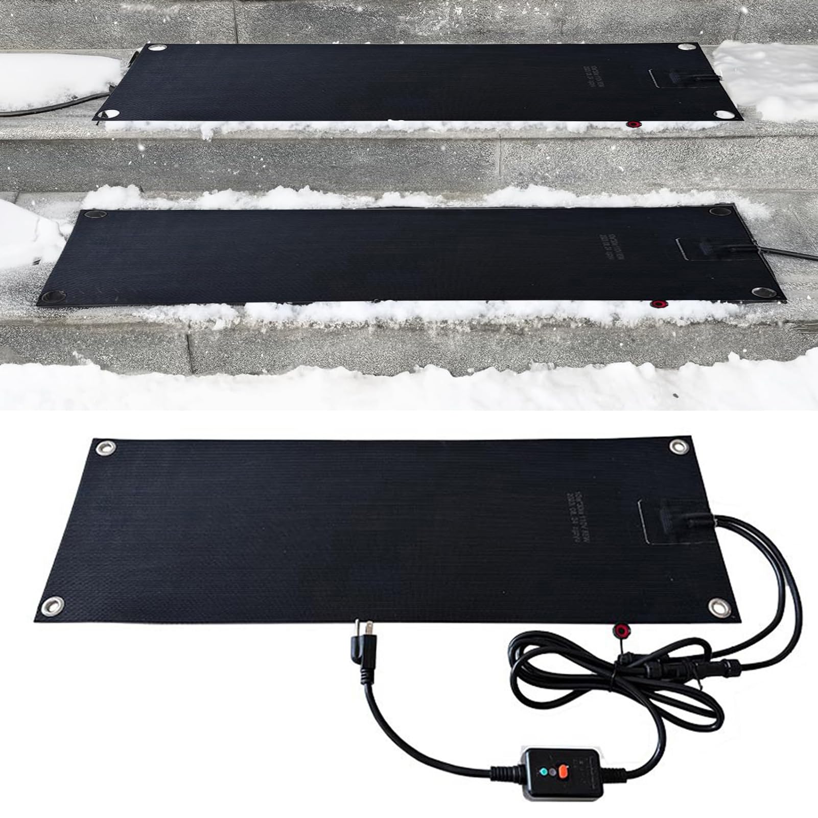Masiunoz 3Pcs Non-Slip Snow Melting Mats - Electrically Heated Ice Melt Sidewalk Heating Mats, Waterproof Rubber Material, Energy Efficient and Safe to Use, Suitable for Residential and Commercial