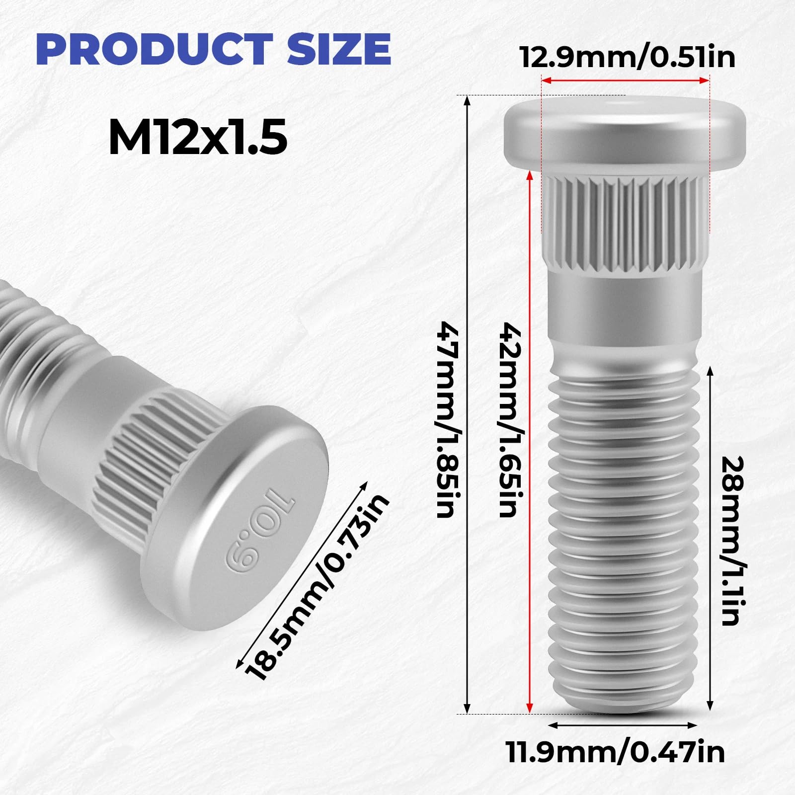 Śruby do Kół dla Lincoln MKZ 2007-2012 Zephyr 2006, dla Mercury Milan 2006-2011, śruba koła samochodowego M12x1,5 47mm 610-468/BP4K33062
