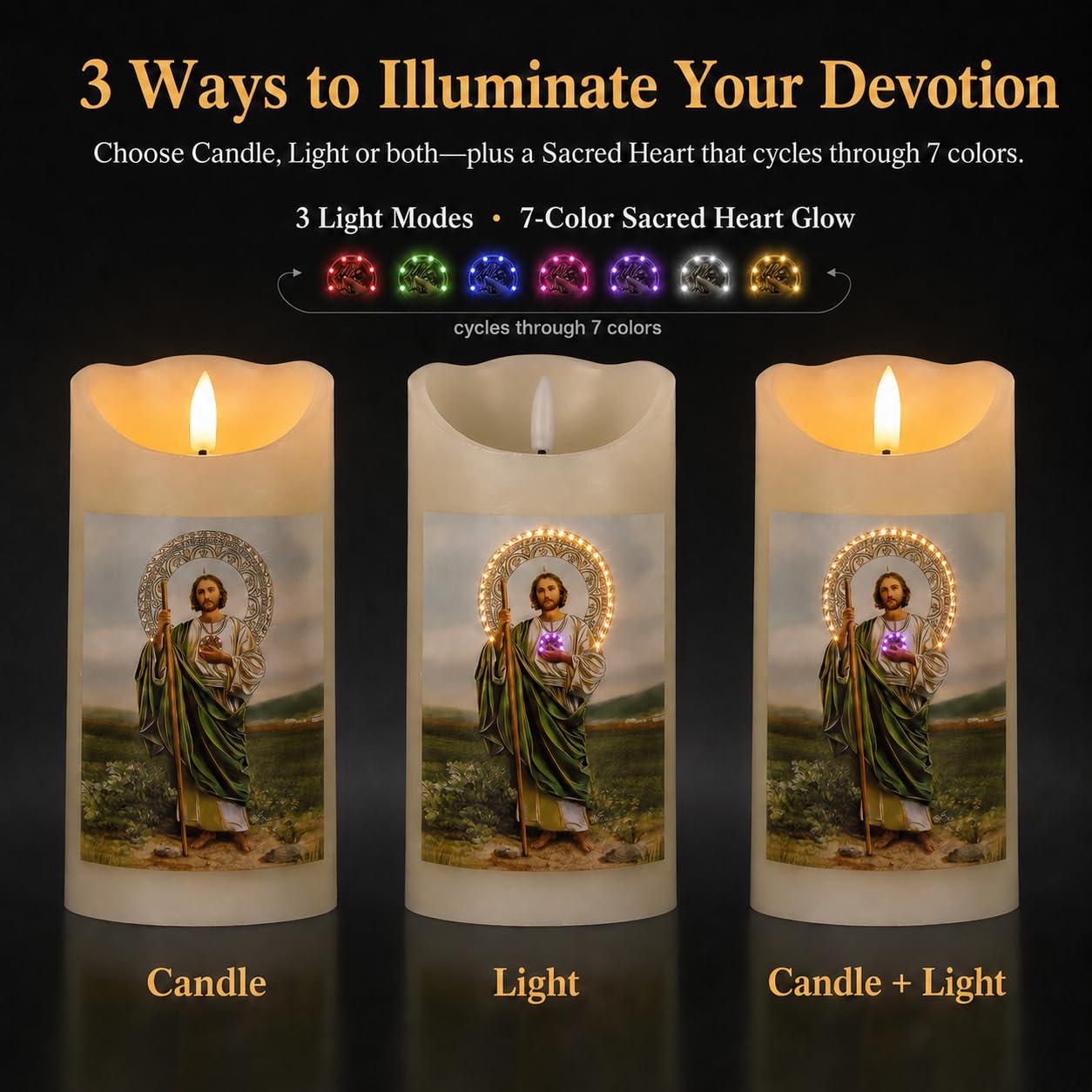 Vela de oración de santo, vela LED para oración, conmemorativa, decoración