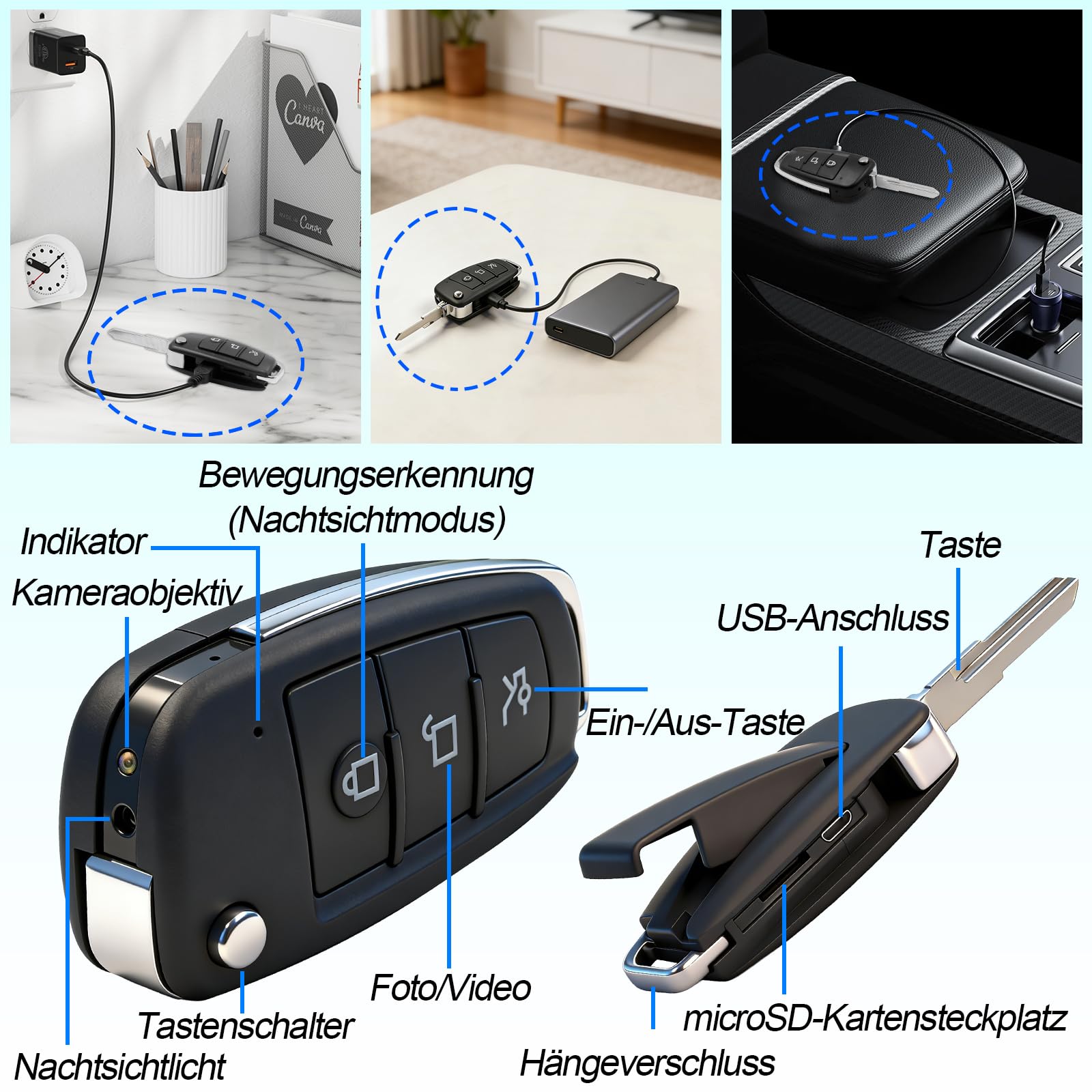 Bodycam Körperkamera Mini, 1080P HD Mini Kamera mit Akku mit Nachtsicht, 120° Weitwinkelobjektiv Kleine Kamera HD mit Bewegungserkennung