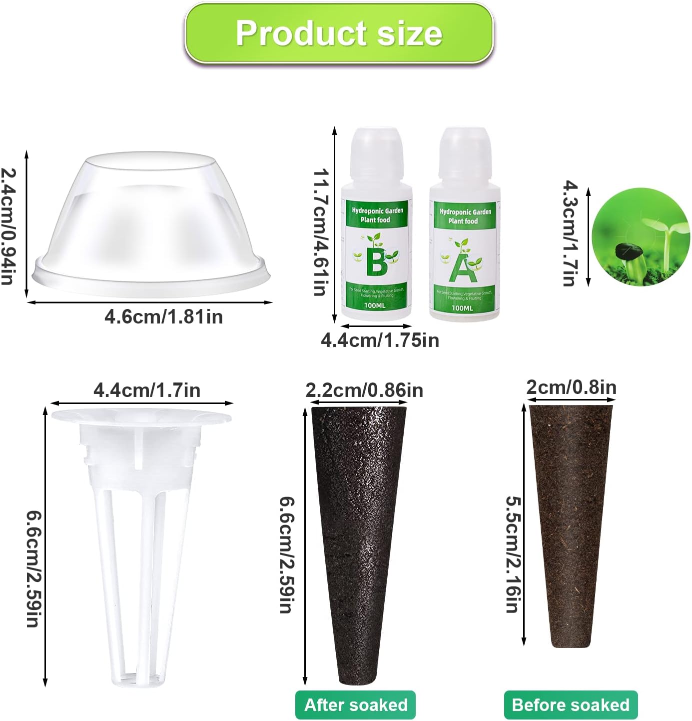 122pcs Seed Pod Kit, Hydroponics Garden Accessories for Aerogarden Growing System, Grow Anything Kit with 30 Grow Sponges, 30 Grow Baskets, 30 Grow Domes, 2 100ml Plant Food