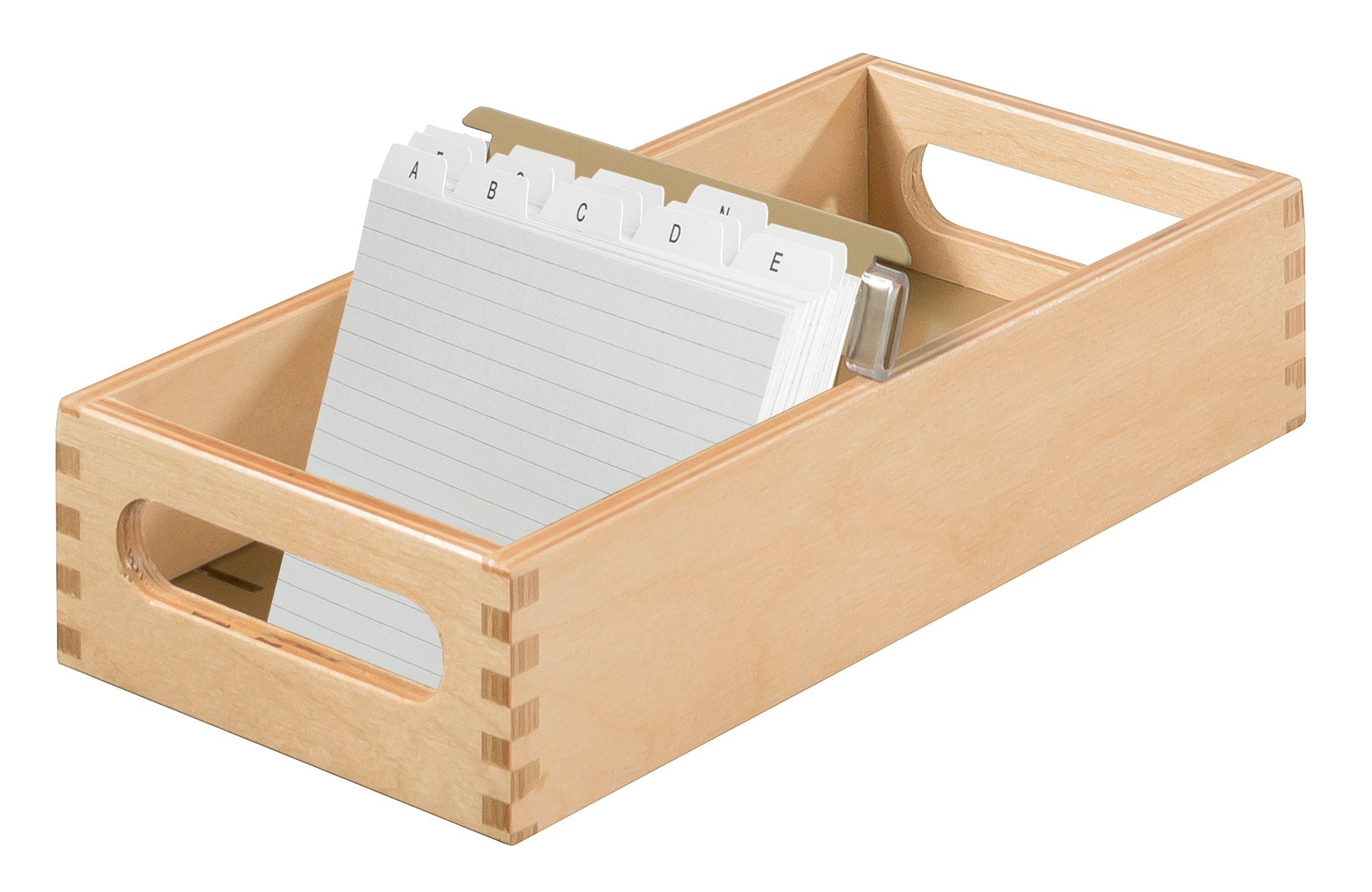 HAN 507-0, Wooden card index tray A7 landscape, for 900 cards, metal base/support plate, natural wood
