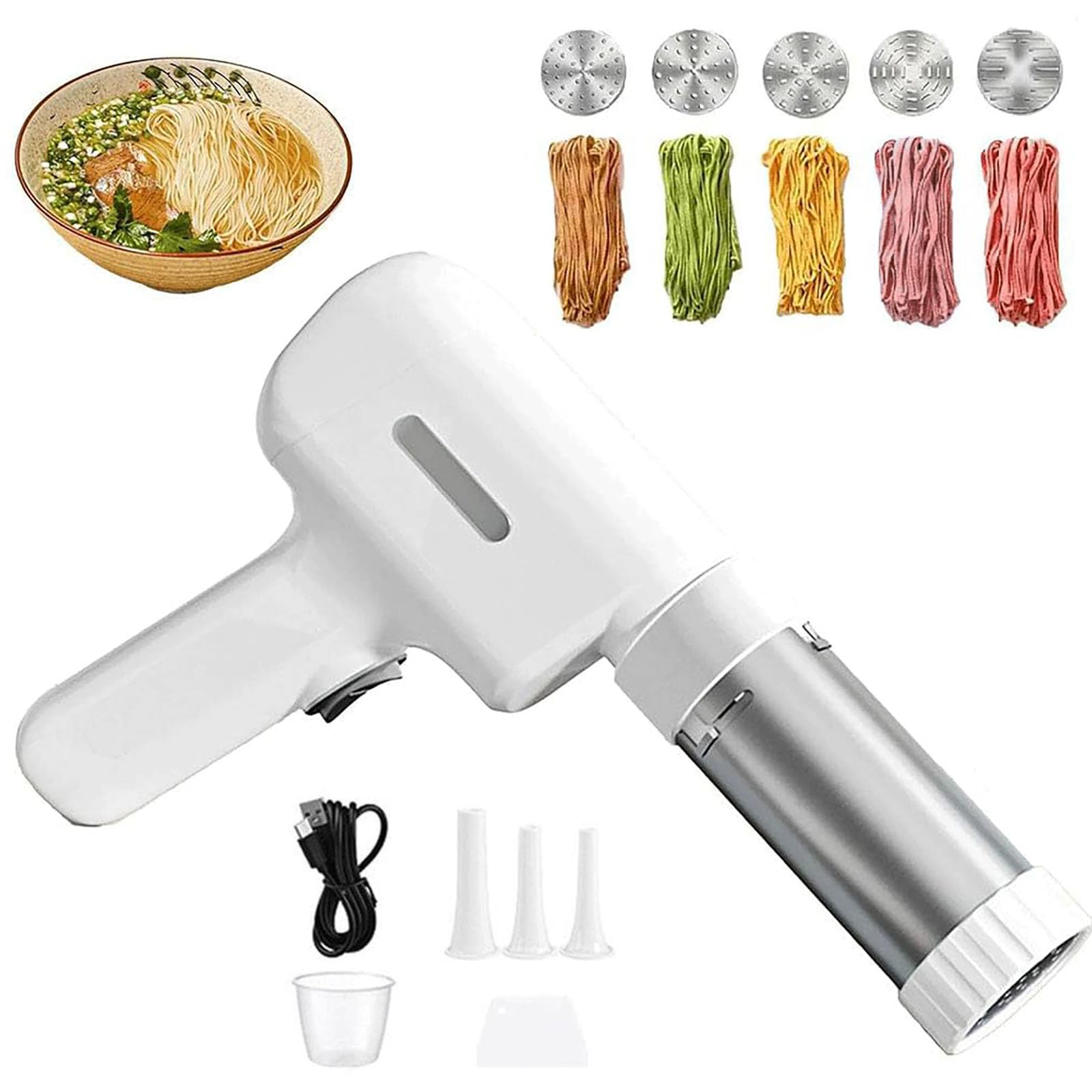 Machine à pâtes sans fil avec 5 moules interchangeables