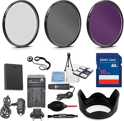 58mm 10 Piece Accessory Kit for Canon EOS Rebel T6, T5, T3, 1300D, 1200D, 1100D DSLRs with Replaceable LP-E10 Battery, 16GB SD Memory, HD Filters, Travel Charger & More
