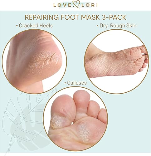 Miniatura 4 de Love Lori - Mascarilla hidratante para pies hidratantes 3 pares de pies ultra hidratantes para pies secos agrietados sin pelar con ácido hialurónico