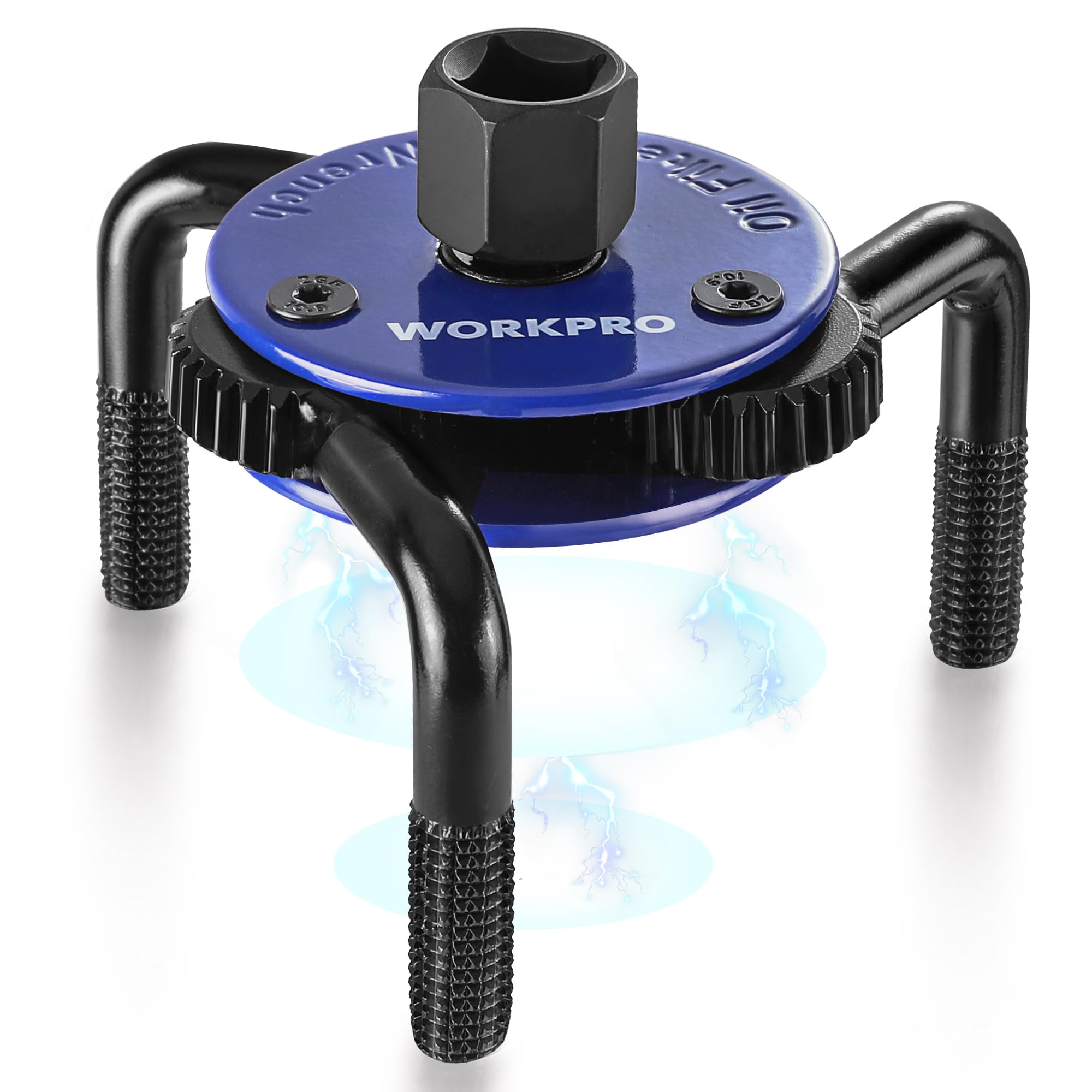 WORKPRO Magnetic Adjustable Oil Filter Wrench, Universal 3-Jaw Removal Tool 3"–5" (76–130mm), Auto Lock Design, Heavy Duty Oil Filter Wrench for Car, Truck, SUV, Motorcycle Oil Changes