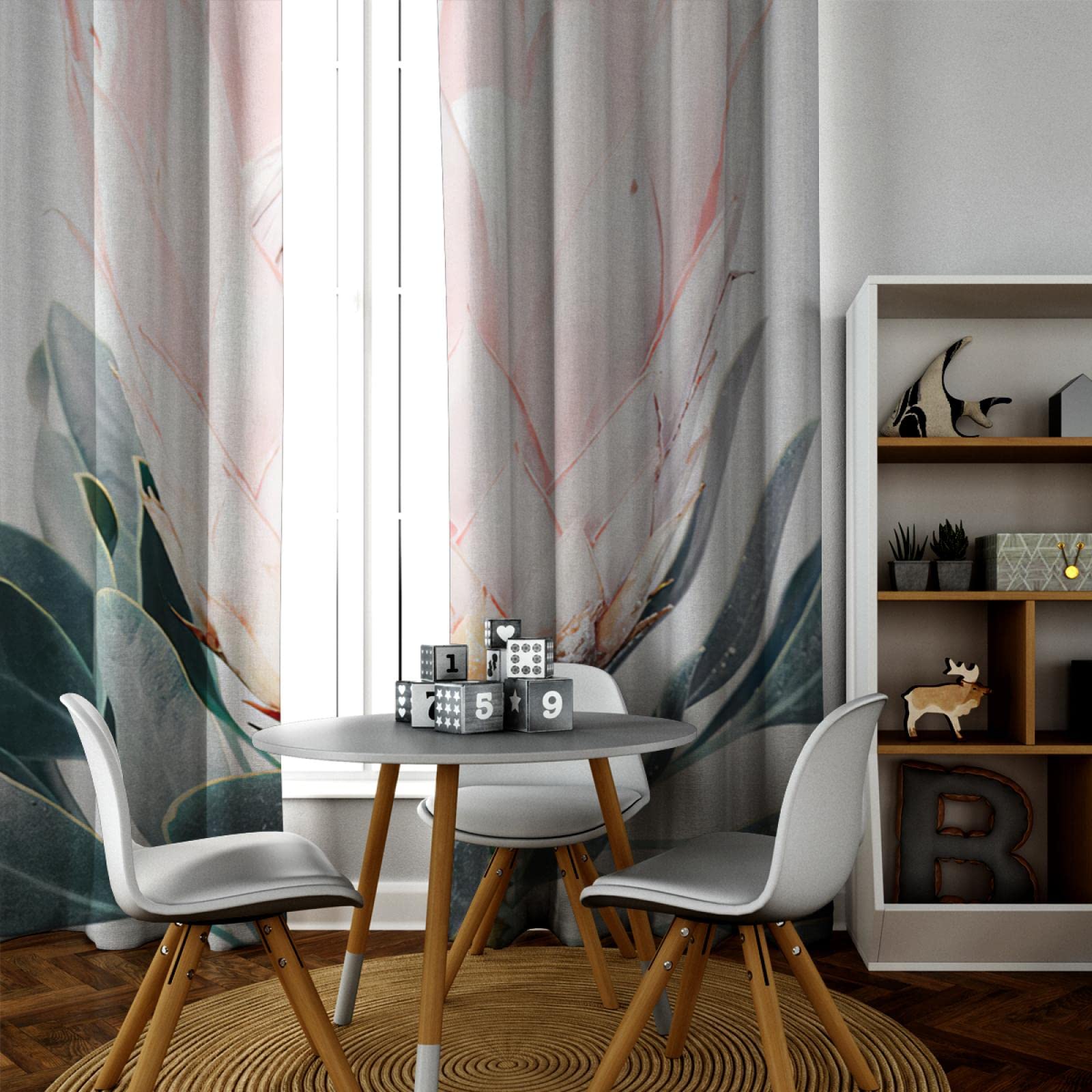Rosa Blume Verdunkelungsvorhänge Wärmeisolierte Vorhänge für Wohnzimmer Schlafzimmer Frühling Blumen Mädchen Ösenvorhänge Maschinenwaschbar 2xH160 x B132 cm