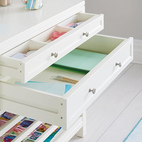Miniatura 3 de Martha Stewart Crafting - Almacenamiento de arte para niños con estantes de secado, color blanco, organizador de obras de arte de madera con