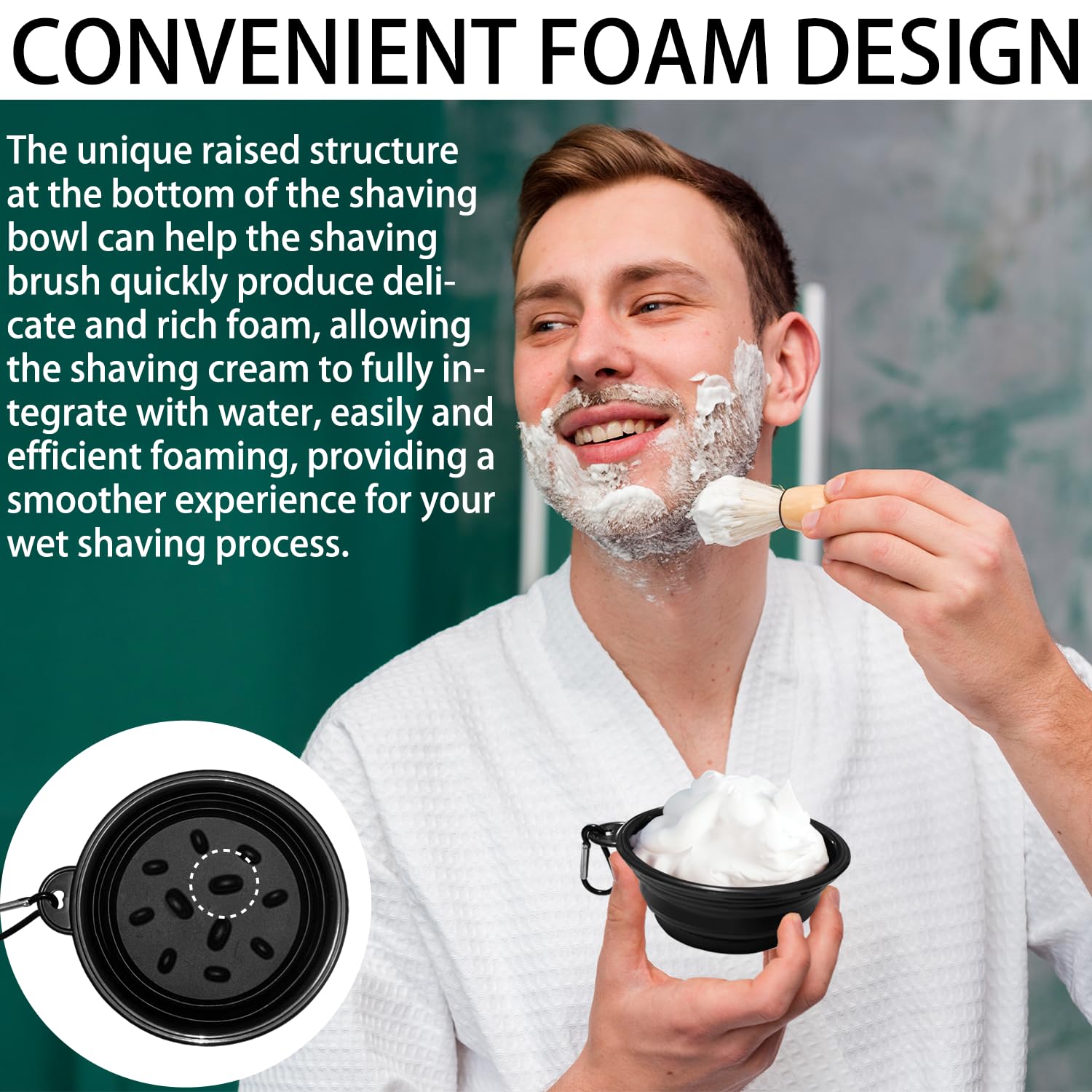 Ciotola da barba, ciotola da barba pieghevole da viaggio per crema da barba, tazza da barba in silicone per rasatura bagnata per uomini