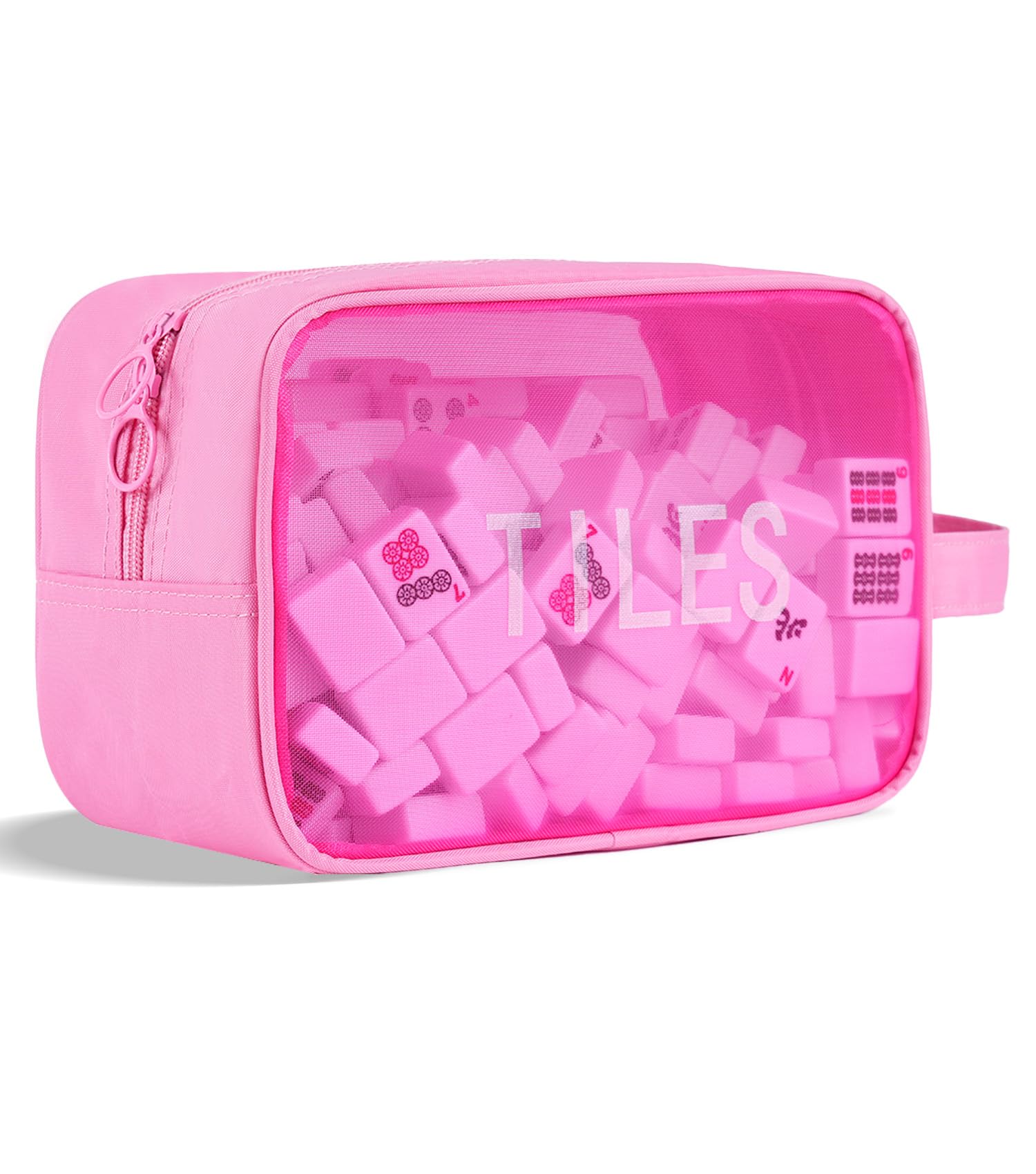 Mahjong Tile Bag with Zipper,Fit 166 Tiles (1.2"), Rose Red
