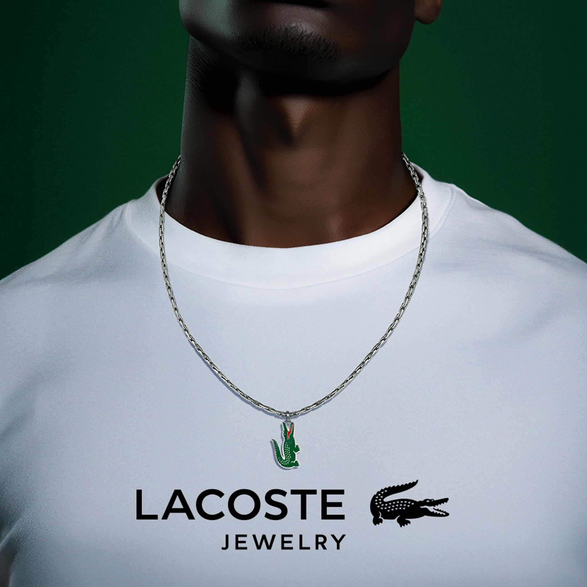 Lacoste Naszyjnik męski ze stali nierdzewnej – srebrne lub złote wykończenie – kolekcja ARTHOR