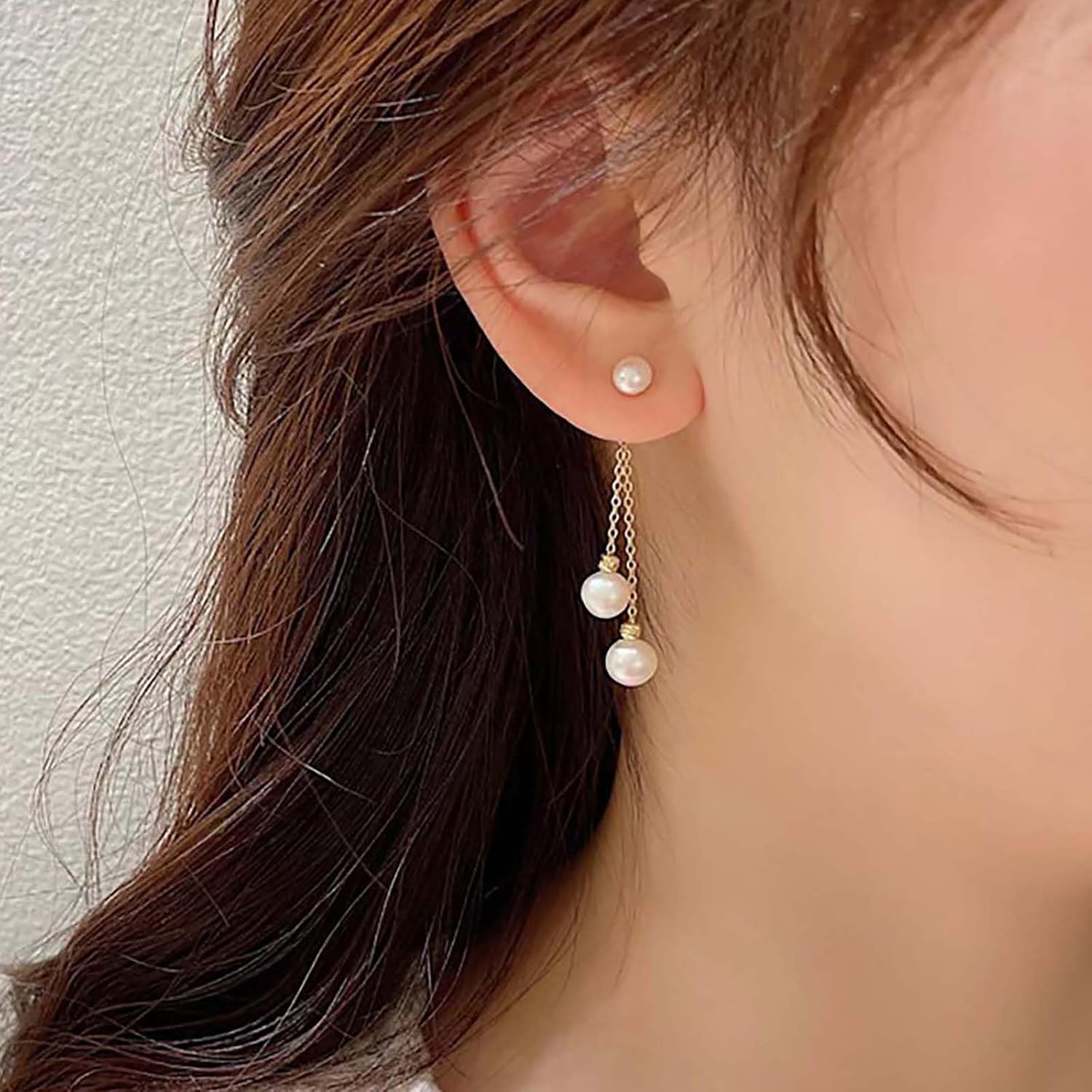 Bohemian Pearl Ear Jacket Earrings Pearl Drop Earrings Tassel Pearl Earrings Pearl Bead Earrings Pearl Wedding Earrings Jewelry for Women and Teen Gifts - Image 6