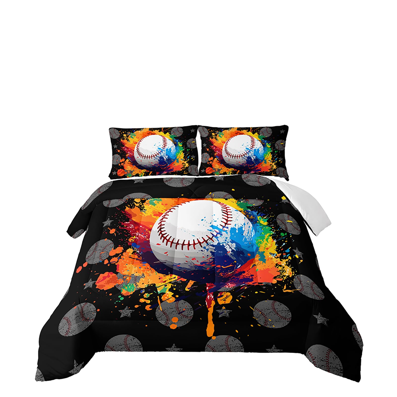 QOOMO Baseball Comforter Full Size,Graffiti Kids Comforter