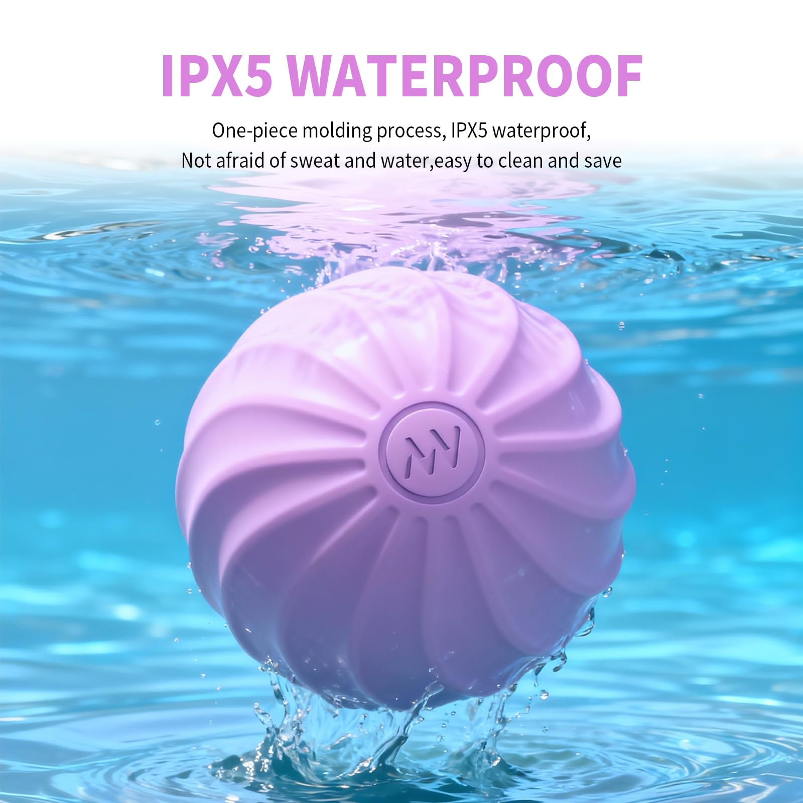 Mini balle de massage, 6,3 cm, 10 niveaux de vibration, électrique, pour la main, les pieds, les muscles, la relaxation myofasciale, le soulagement de la fasciite plantaire (violet)