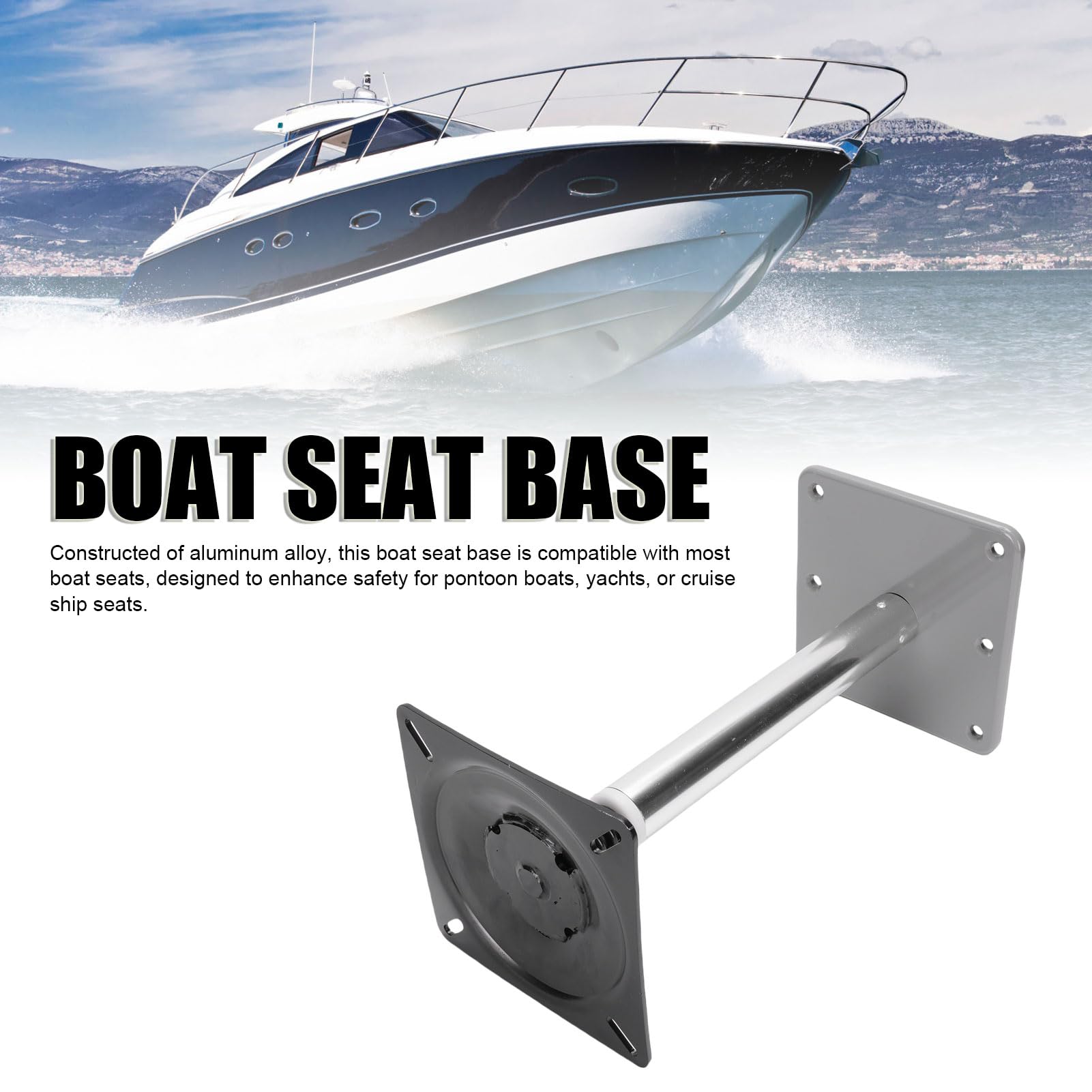 Keenso Soporte para Asiento de Barco, Kit de Montaje de Base de Pedestal para Asiento de Barco, Placa Base Marina con Conector de Poste de Pasador de 3/4 de Pulgada, Aleación de