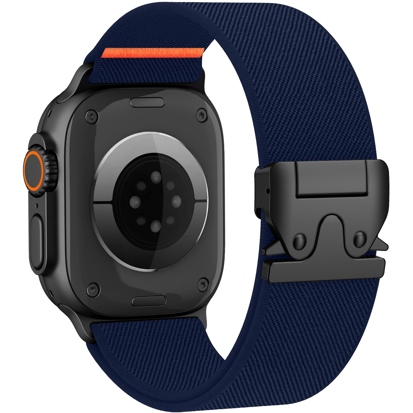 Elastic Sport Band for Apple Watch Ultra 4/3/2 Band 49mm 46mm 45mm 44mm 42mm 41mm 40mm Men, Adjustable Parachute Buckle Nylon Fabric Wristband for iWatch Series 12 11 10 SE 9 8 7 6 5 4 3 Nave Blue 44mm/45mm/46mm/49mm/(42mm-series 3 2 1)