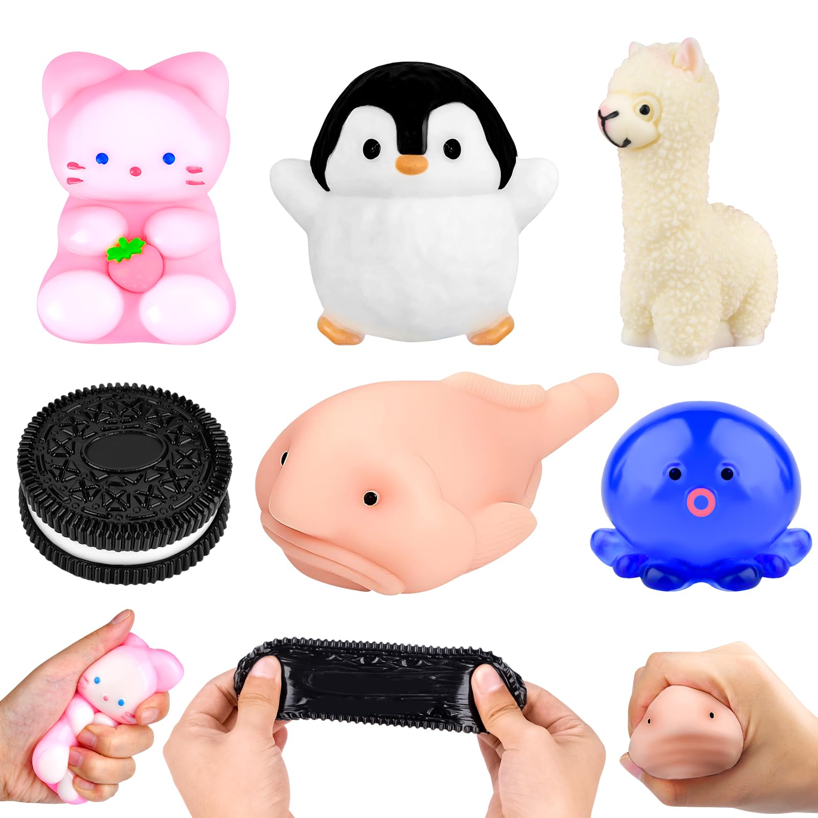 Taba Squishy Fidget Toys 6Pcs, Stress Relief Sensory Squeeze Toys for Kids Adults, Kawaii Cute Taba Squishies for Party Favors, Classroom, Easter Gifts Easter Basket Stuffers