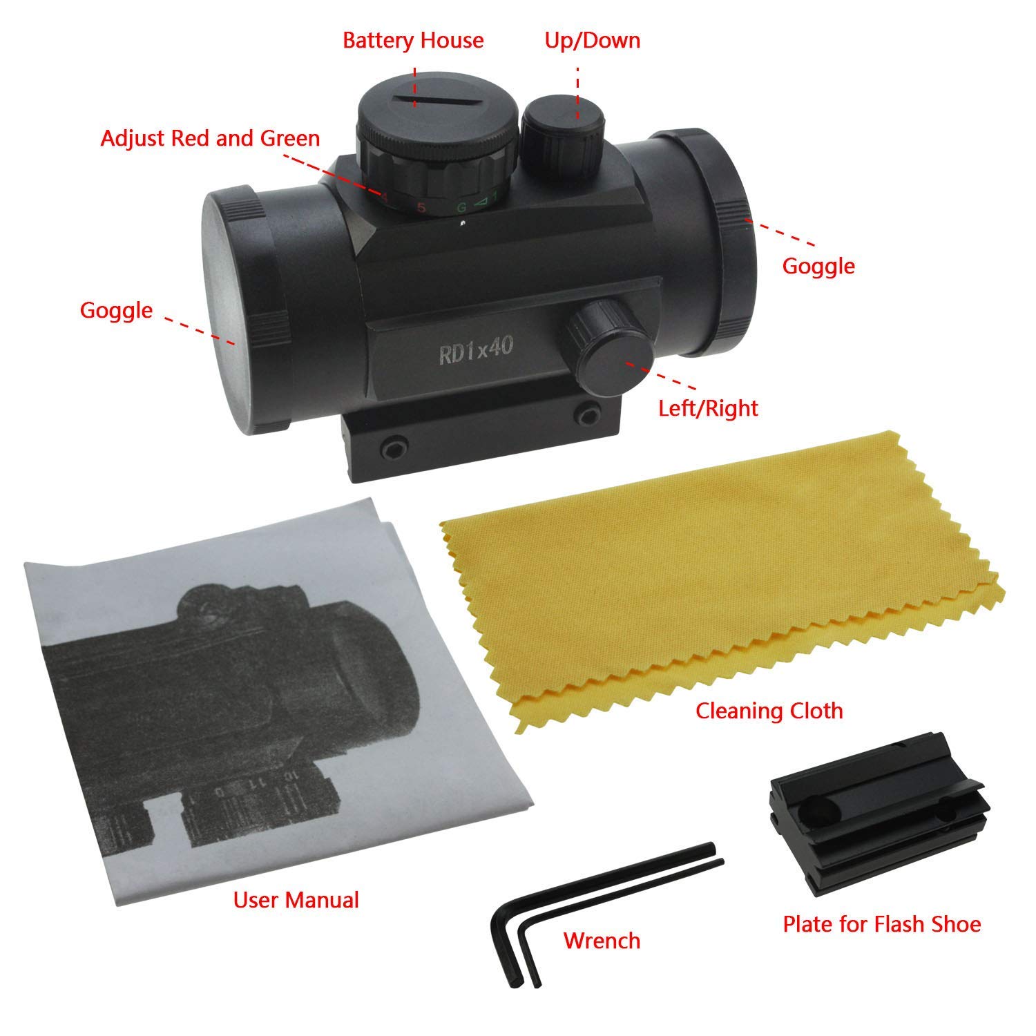 Amazon.com: Alstar 1X40RD Reflex Red Green Dot Sight Scope Mount