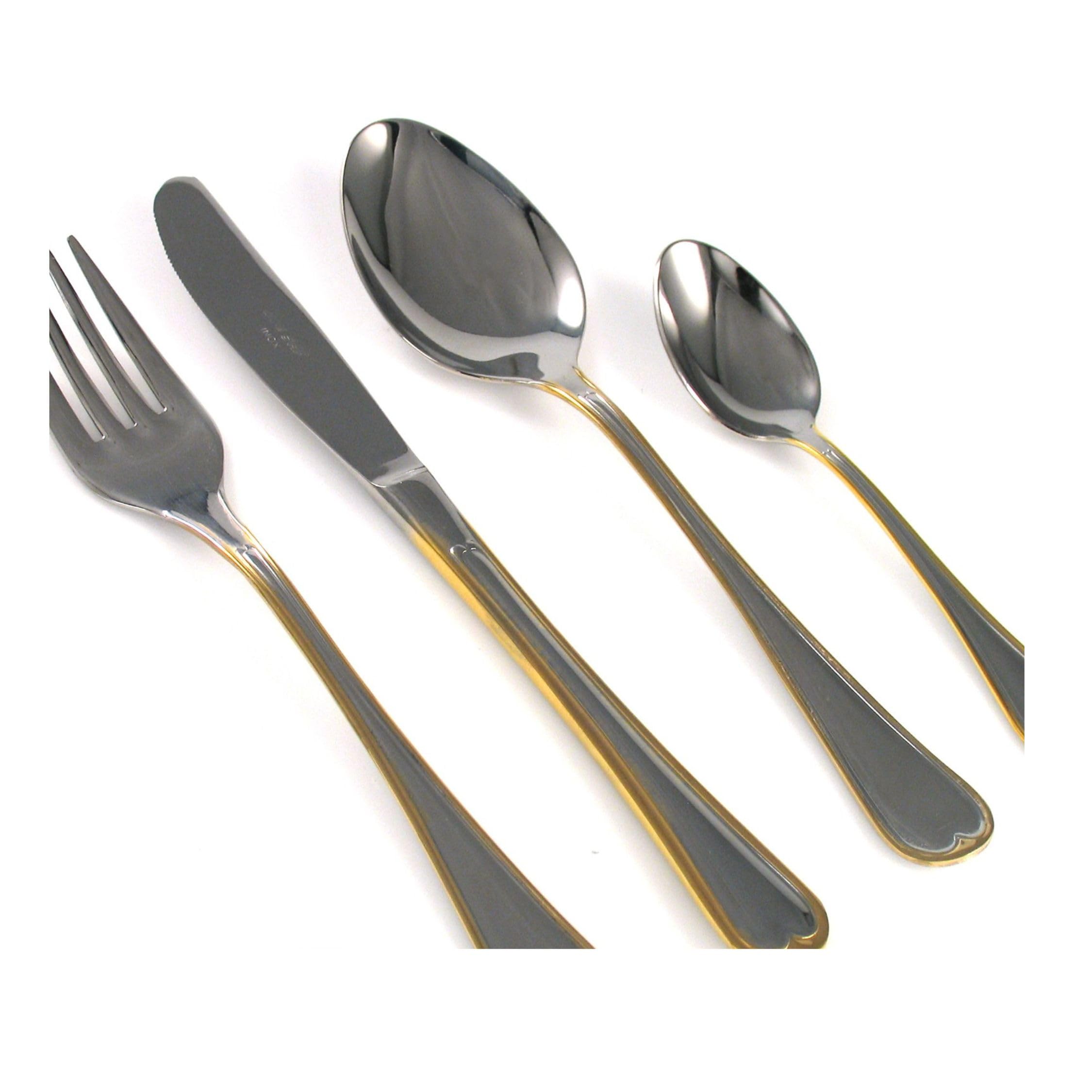 CRC Kadett Cubertería 75 piezas, acero inoxidable decorado en oro, servicio para 12 comensales con maletín de regalo