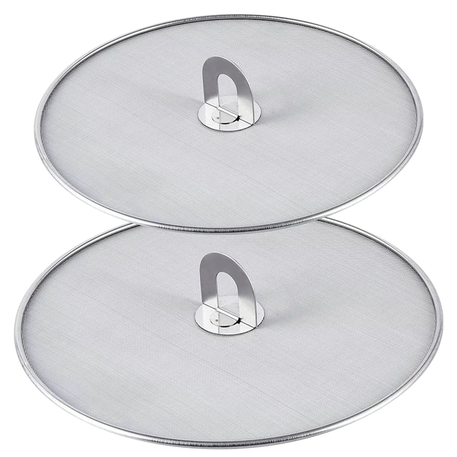 Splatter Screen for Cooking&Frying, Kitchen Grease Splatter Guard Set with Foldable Knop Plate- Safely without Oil Splatter Burns, Stainless Steel Splatter Screen for Kitchen Frying Pan Cooking(2PCS)
