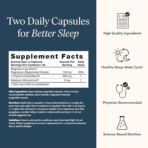 Miniatura 2 de The 'Pause Life Suplemento para dormir, mezcla nocturna sin hábito de magnesio, melatonina microactiva y L teanina, apoyo para dormir y relajación