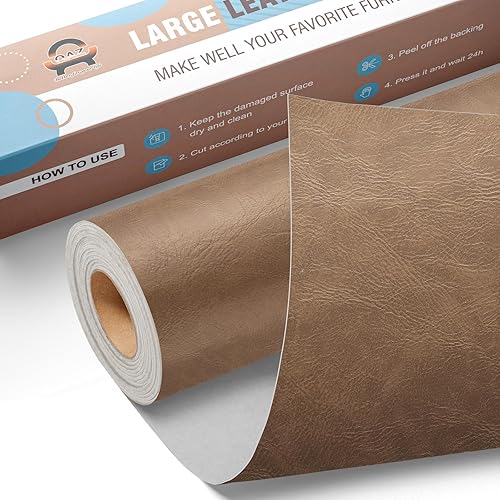 Miniatura 72 de Kit de reparación de cuero para muebles de 4 x 63 pulgadas, parche de reparación de cinta de cuero autoadhesivo para sofá, kit de parches