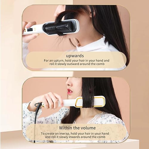 Miniatura 7 de Cepillo alisador o rizador de pelo para mujer con 4 temperaturas 30 s calentamiento rápido y apagado automático (verde)