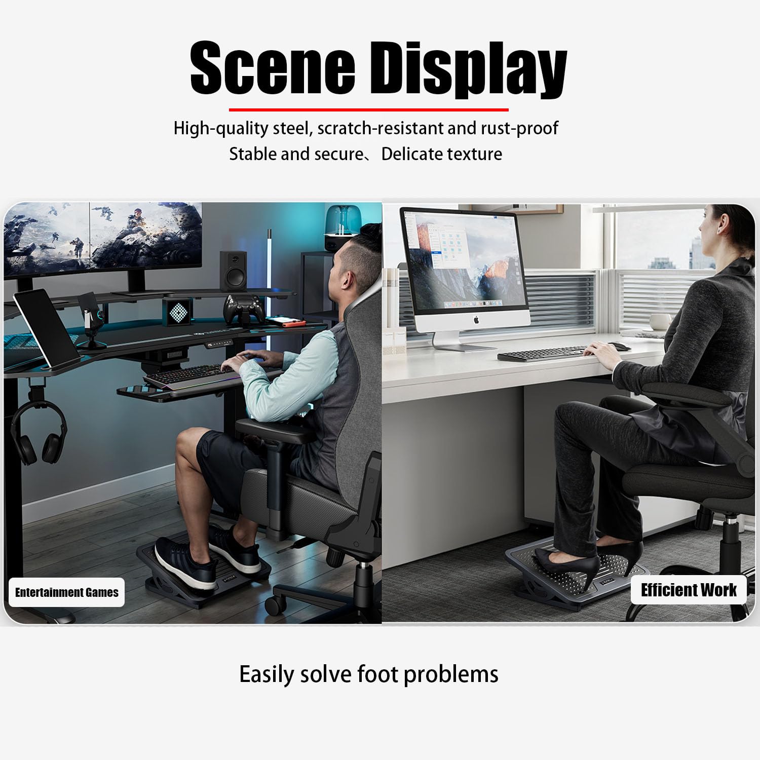 Fußstütze Schreibtisch,Verstellbares,Ergonomisches Fußgestell mit Massagefunktion zur Linderung von Bein- und Knieschmerzen, Geeignet Für Unter Dem Schreibtisch, 20°-Neigung Ohne Sperre,Metallrahmen