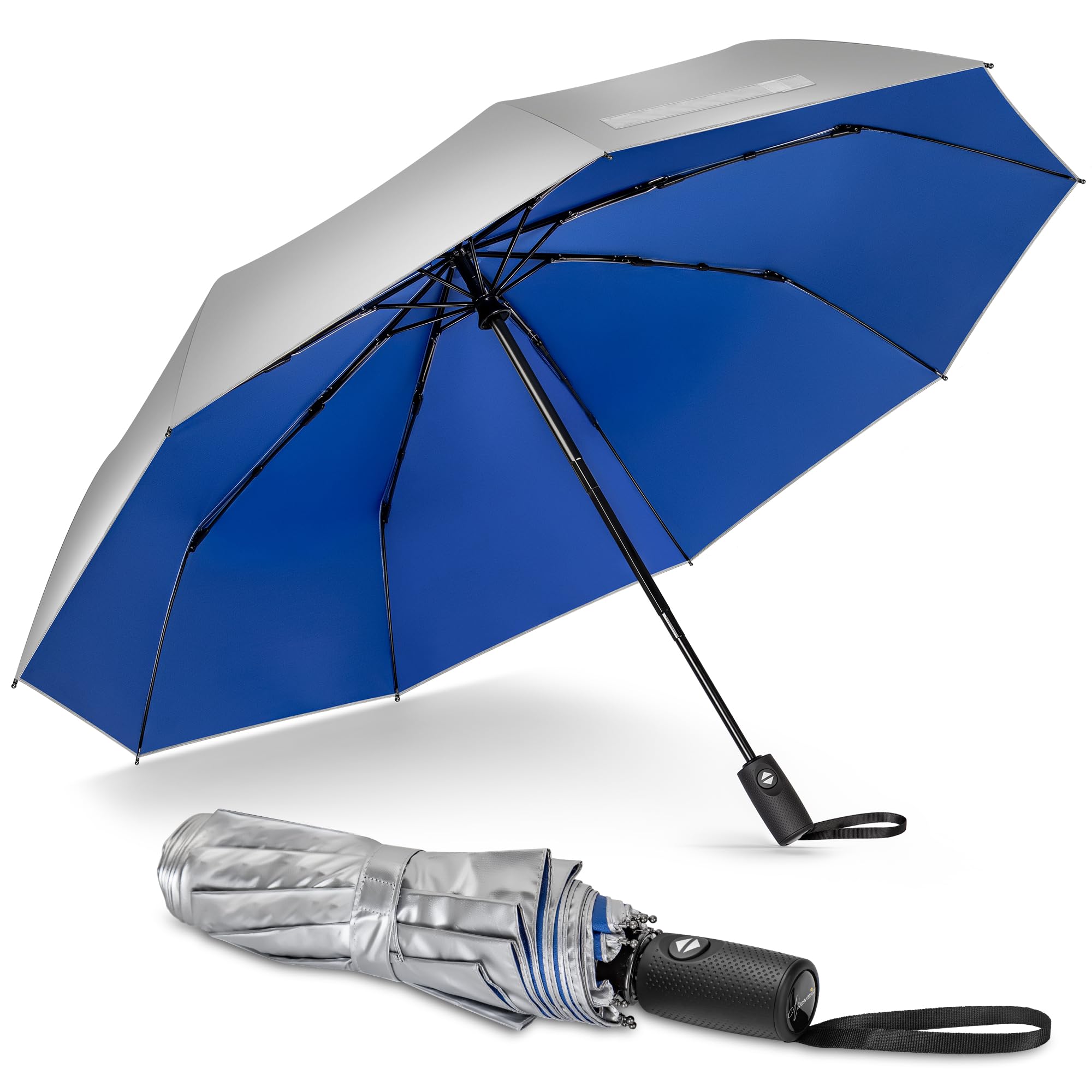 NINEMAX Travel Umbrella for Rain, Auto Open Windproof UV Protection UPF 50+ Folding Portable for Men Women Seniors (9 Ribs)