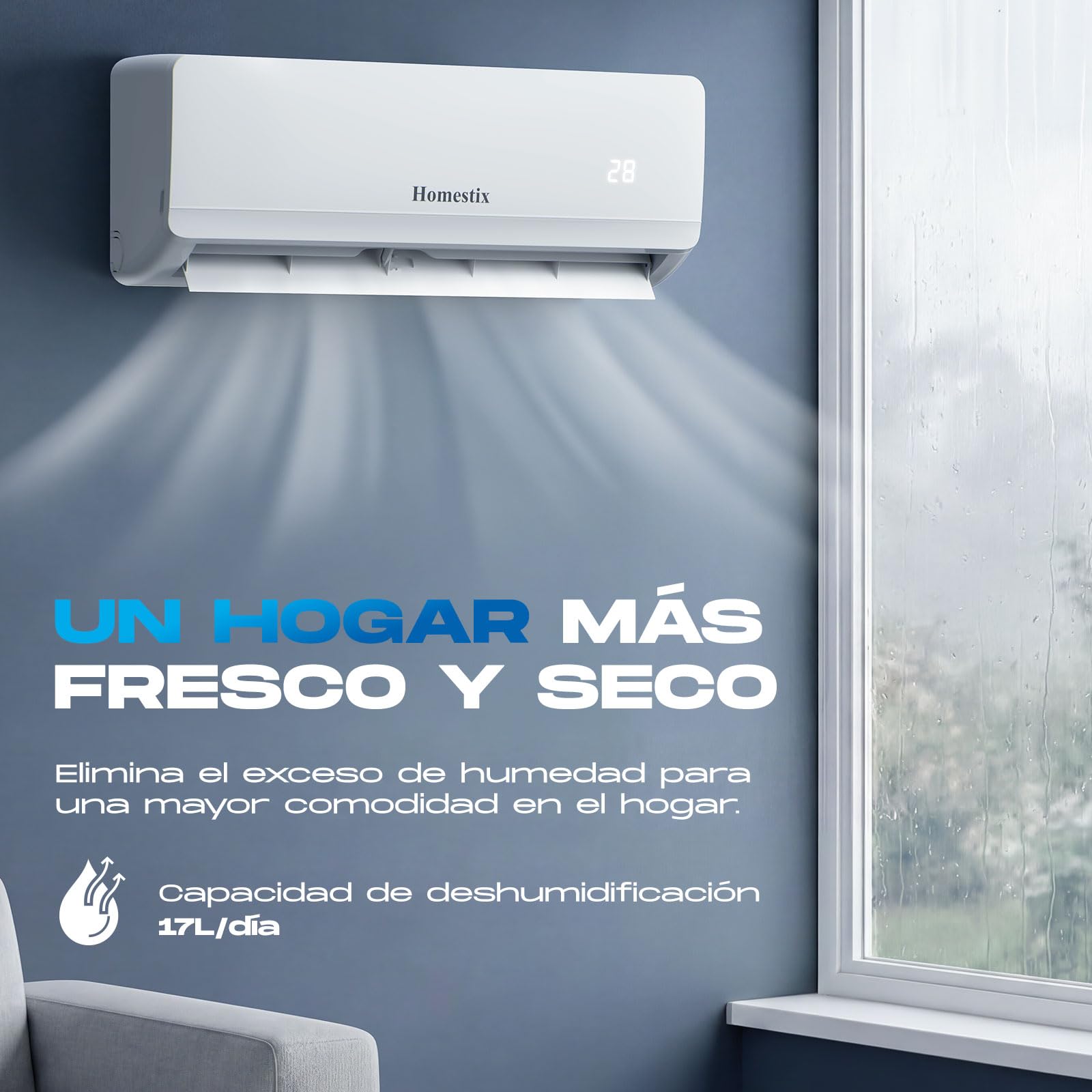 Aire Acondicionado Split 12000 BTU con Bomba de Calor, Refrigeración, Calefacción, Deshumidificación y Ventilación, Súper Silencioso,Control por Mando y App,Temporizador 24h,Modo Sueño y Eco