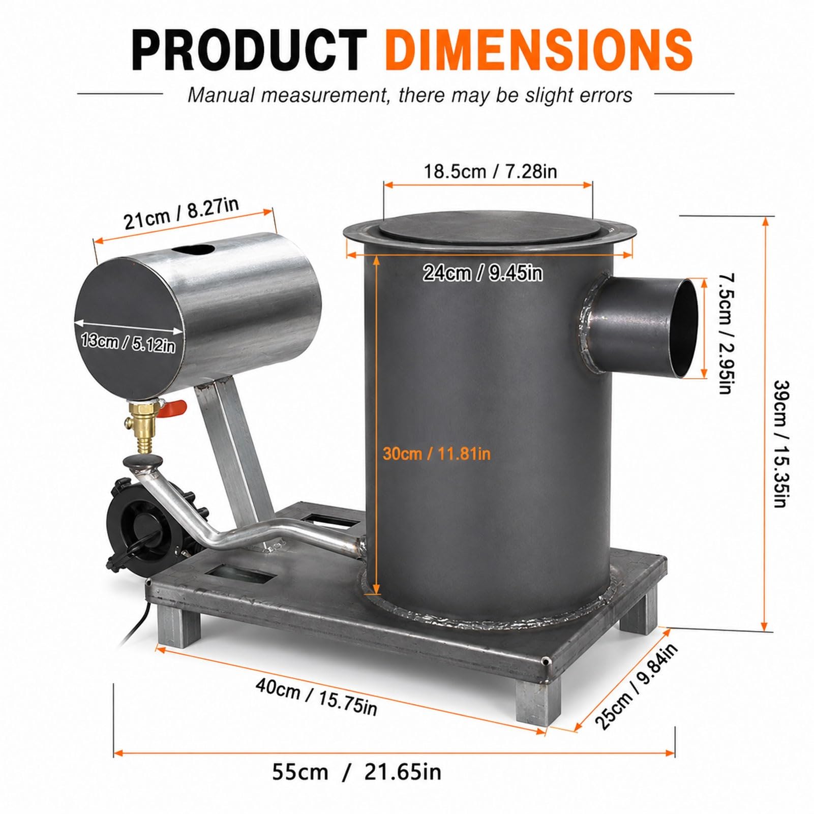 Altöl-Heizofen 35 W mit 10-stufiger Flammenregelung, 55 cm