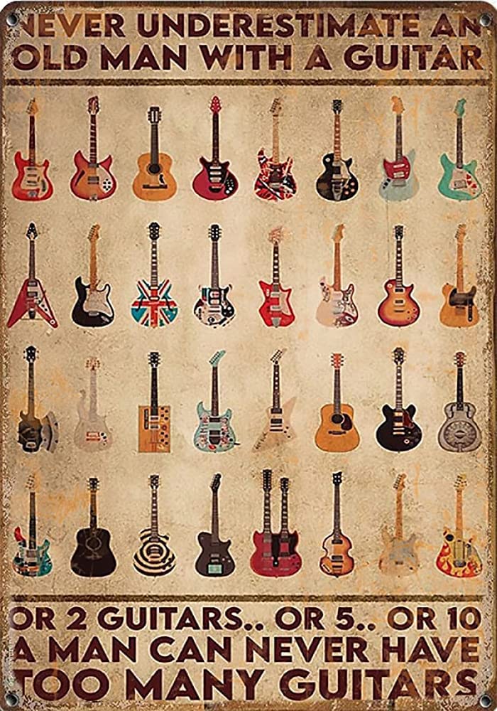 Guitar Hand Guitar Collection Metal Tin Sign Kitchen Pub Funny Novelty Coffee Bar 5.5x8inch Yard Garden Farm Man Cave