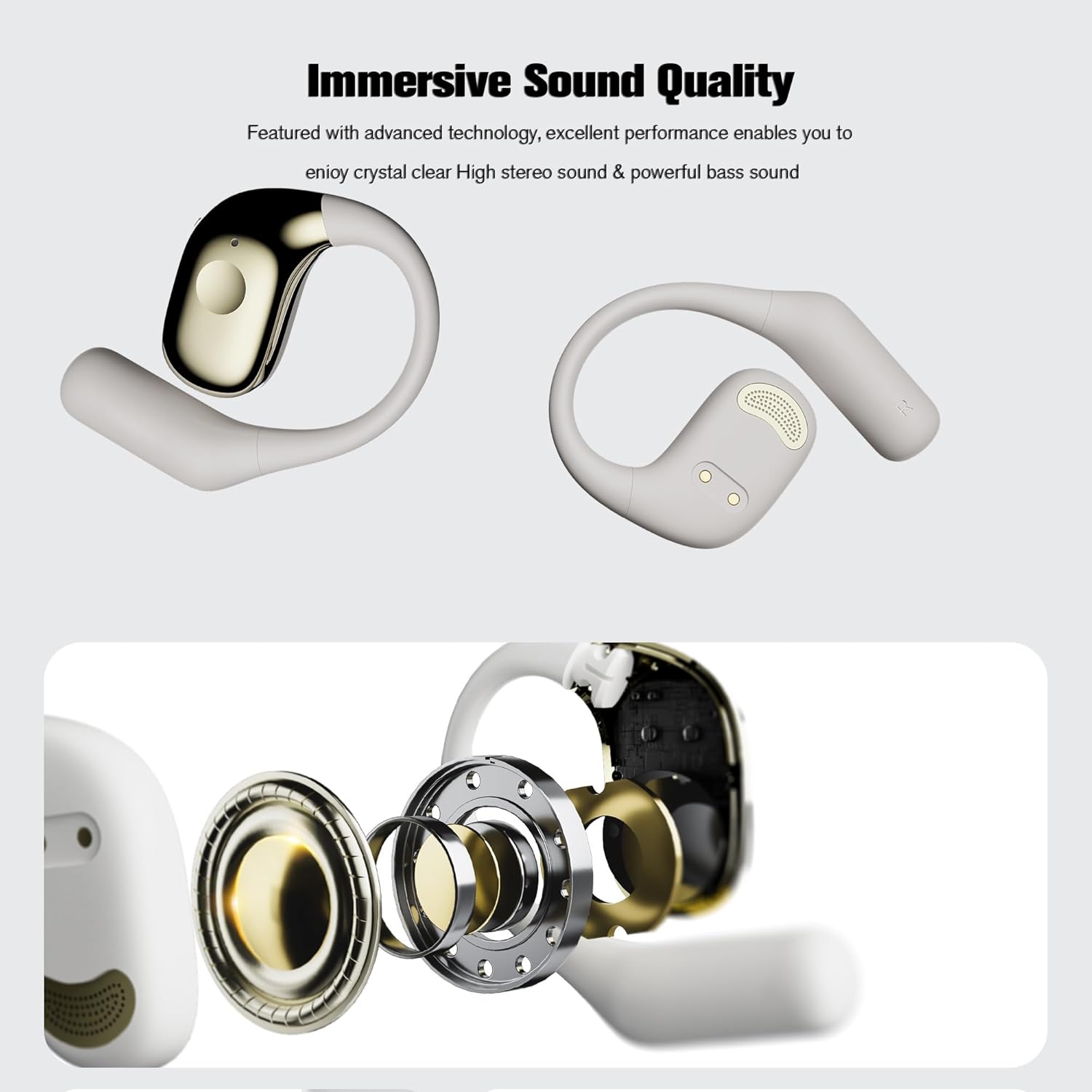 Earless Out of Ear Headphones Bluetooth Wireless Outer Open Ear Headphones Outside The Ear Open Ear Buds Earbuds Wireless Ear Hanging Bluetooth Headset Bone Air Conduction Earbuds White