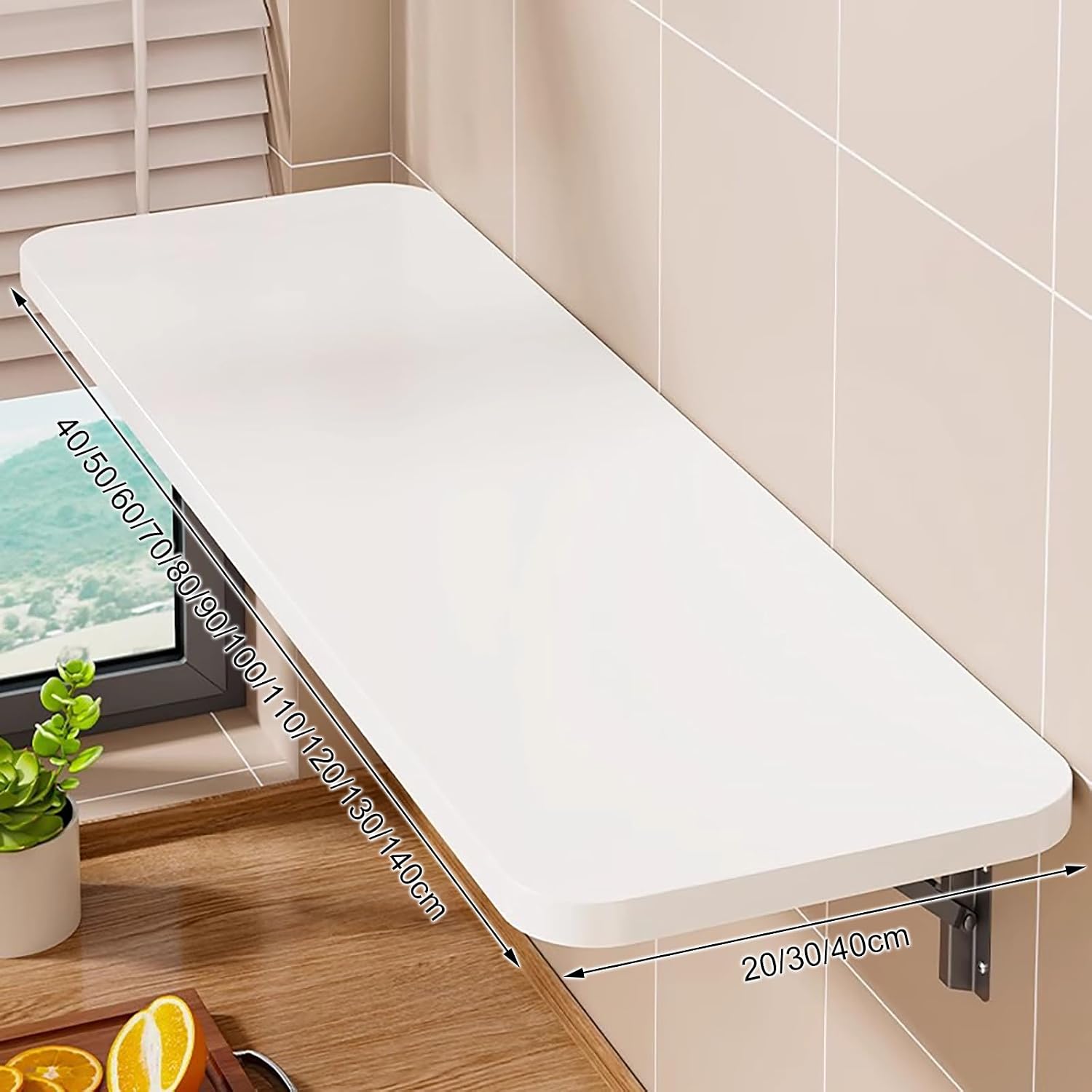 Wall-Mounted Folding Table Space-Saving Drop-Leaf Table for Small Rooms Home Office Laundry Kitchen - White 50x40cm/19.7x15.7in